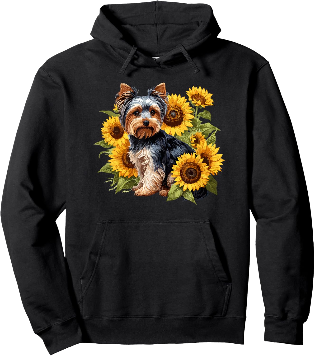 & Girls Cute Sunflowers Yorkie Lover Hoodie - Hoodie | Black