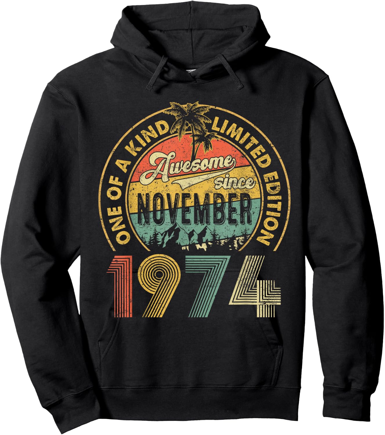 50 Years Old Vintage Retro November 1974 Birthday Men Women Hoodie - Hoodie | Black