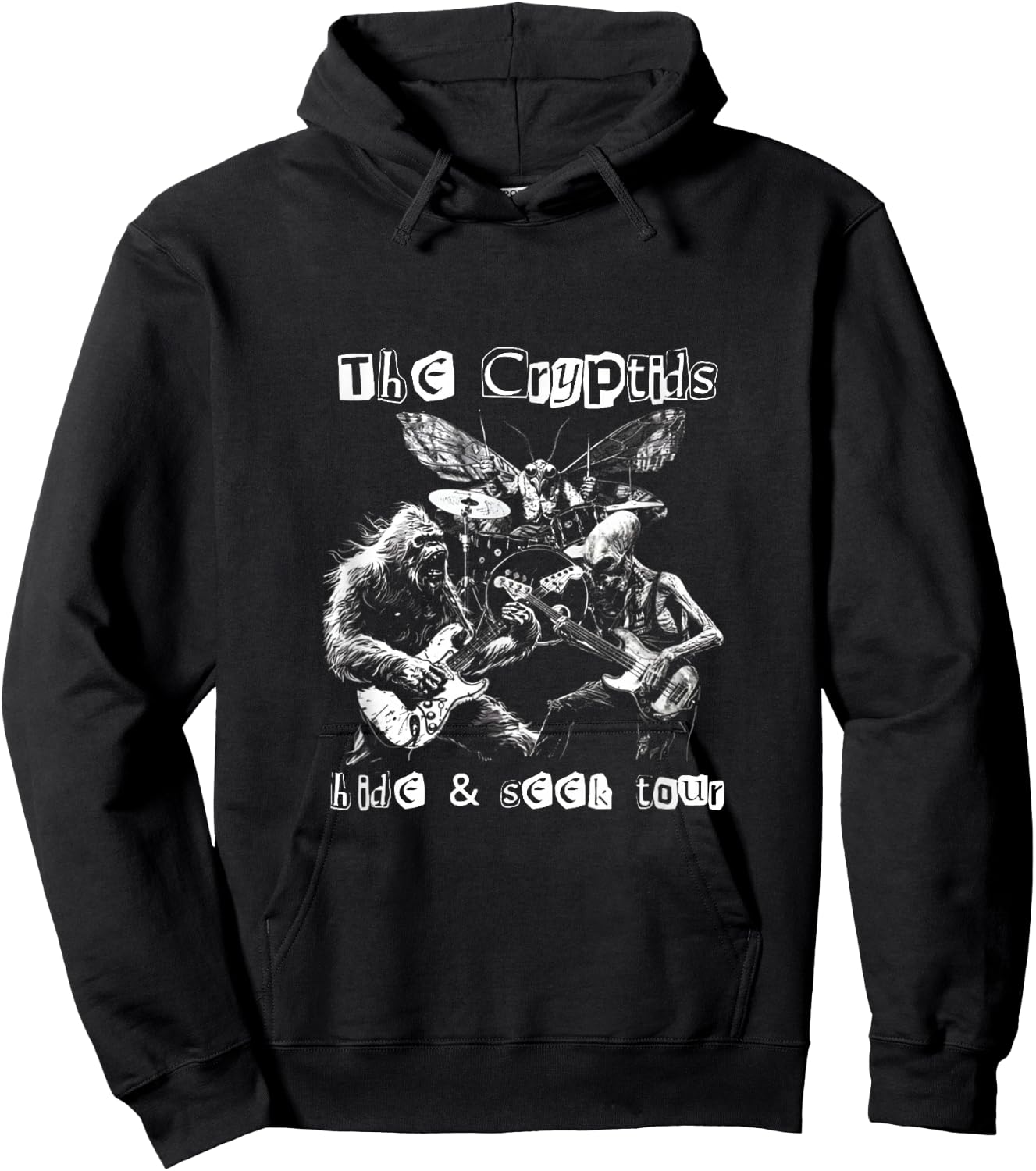 The Cryptids Hide & Seek Tour CryptidBigfoot Mothman UFO Hoodie - Hoodie | Black