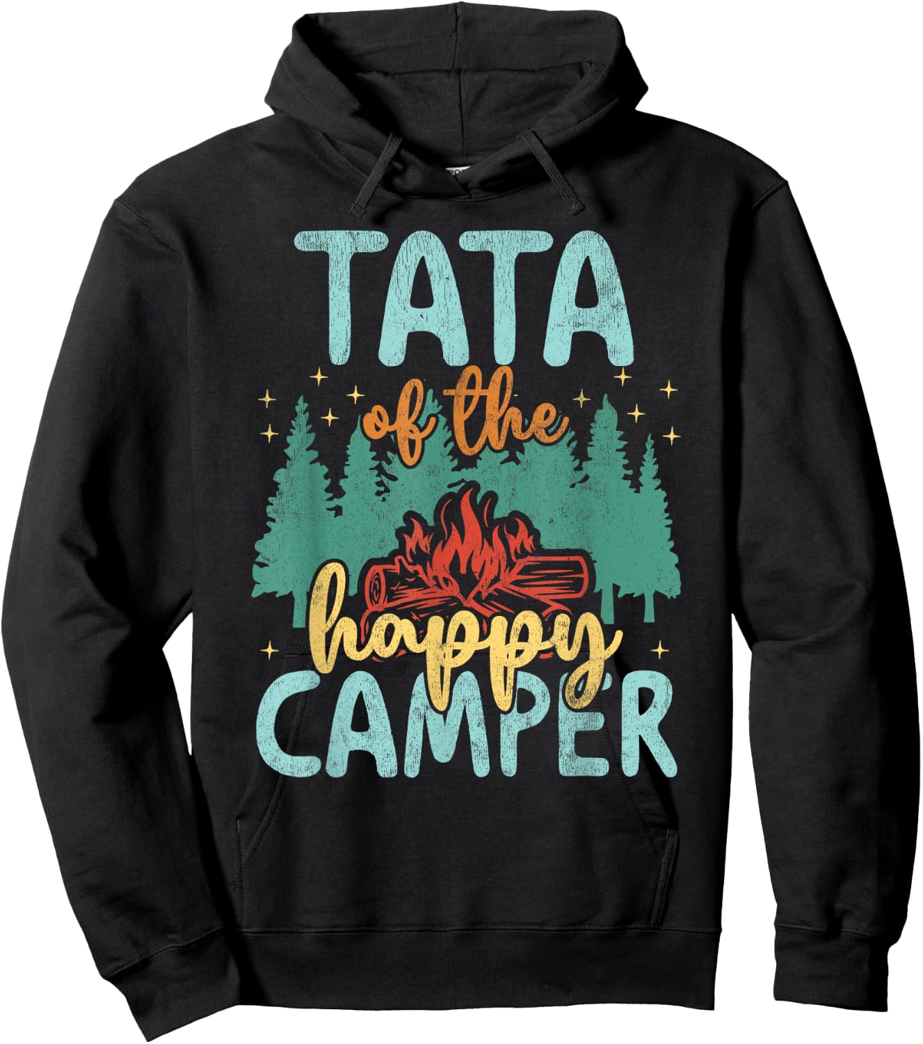 Tata of Happy Camper 1st Birthday Party Retro Tata Hoodie - Hoodie | Black