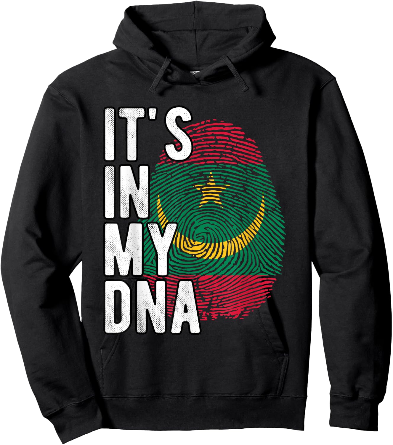 Funny it's in my DNA Mauritania flag Fingerprint Hoodie - Hoodie | Black