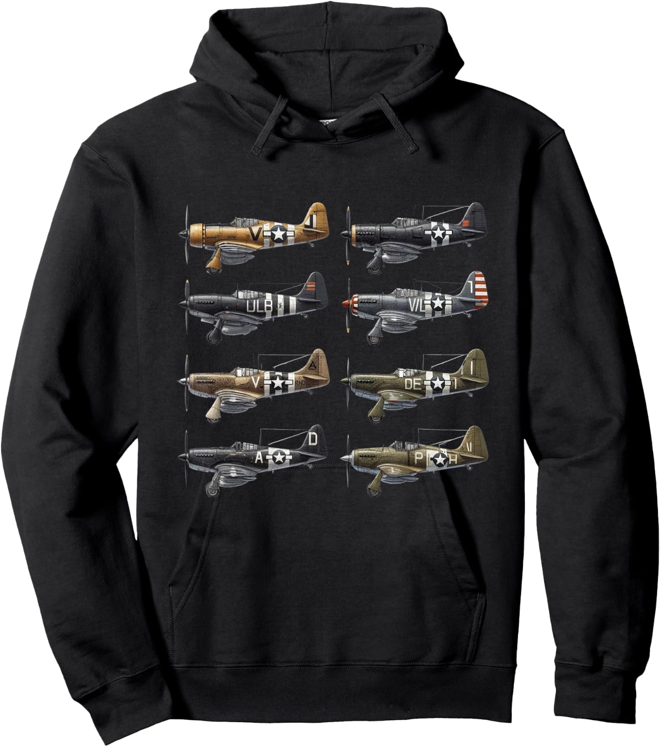WW2 Fighter Airplanes Iconic WWII Airplanes Aviation Planes Hoodie - Hoodie | Black