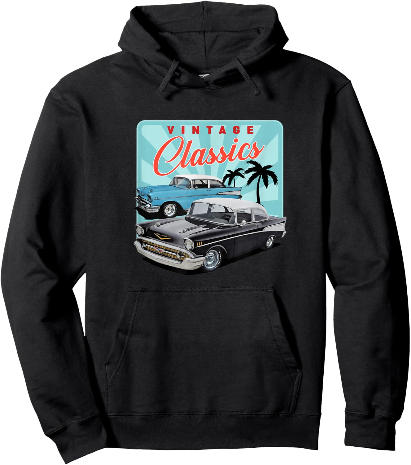 55 56 57 Chevys Truck bel air vintage cars Hoodie - Hoodie | Black