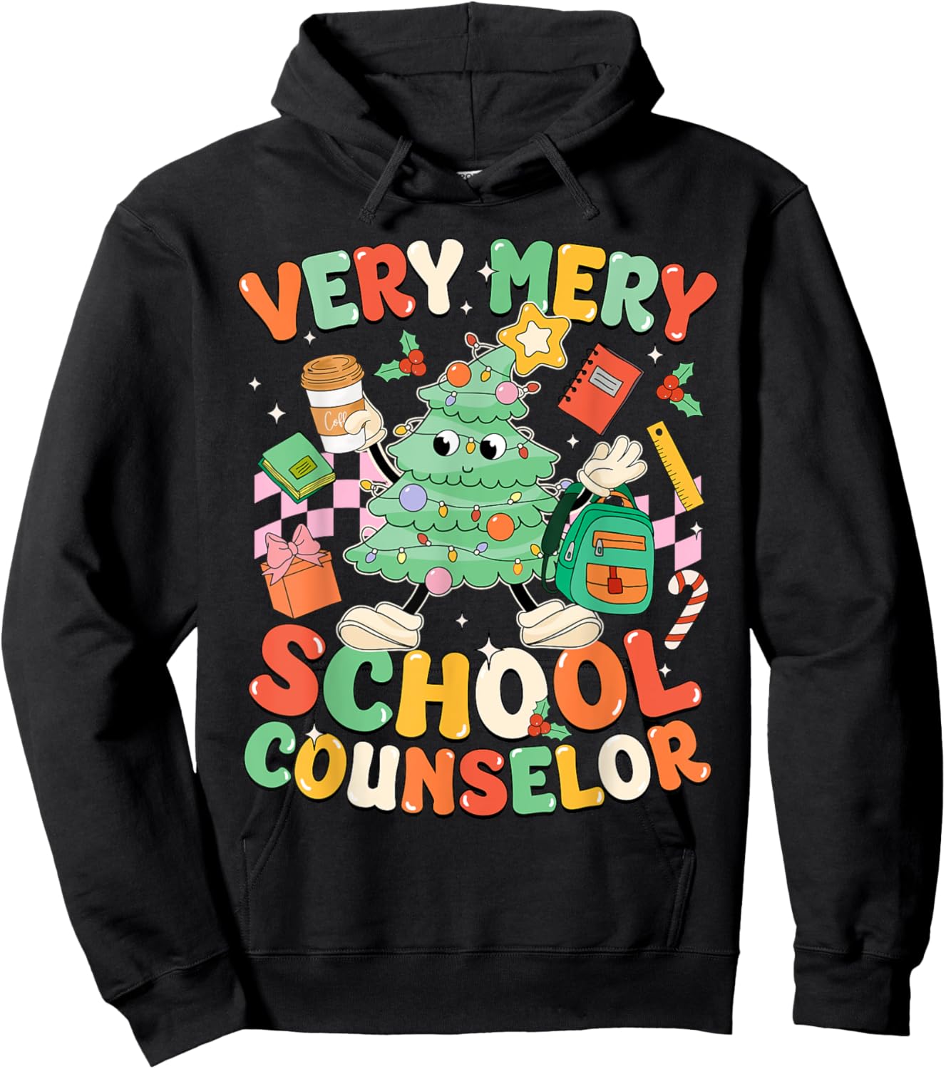 Very Merry School Counselor Funny Christmas Counselor Hoodie - Hoodie | Black