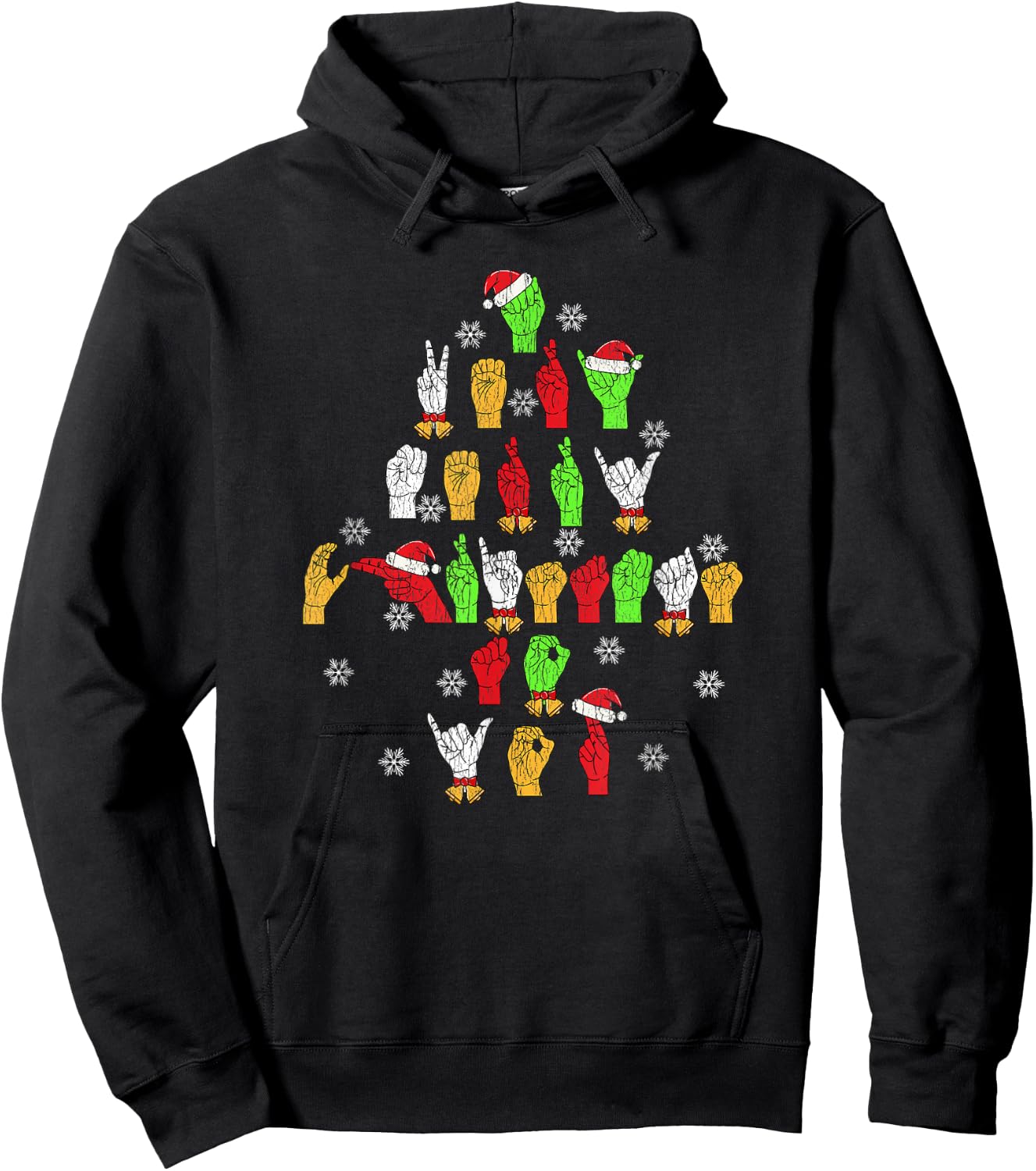 Funny Asl Christmas American Sign Language Hoodie - Hoodie | Black
