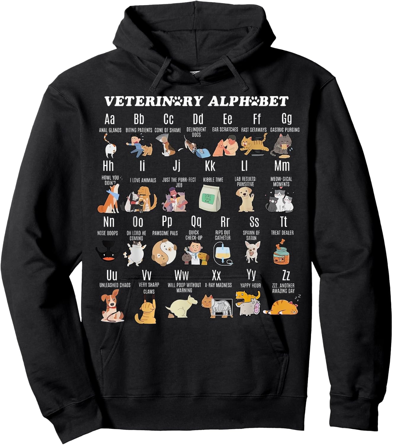 Veterinary Medicine Alphabet Vet Nurse Student School Hoodie - Hoodie | Black
