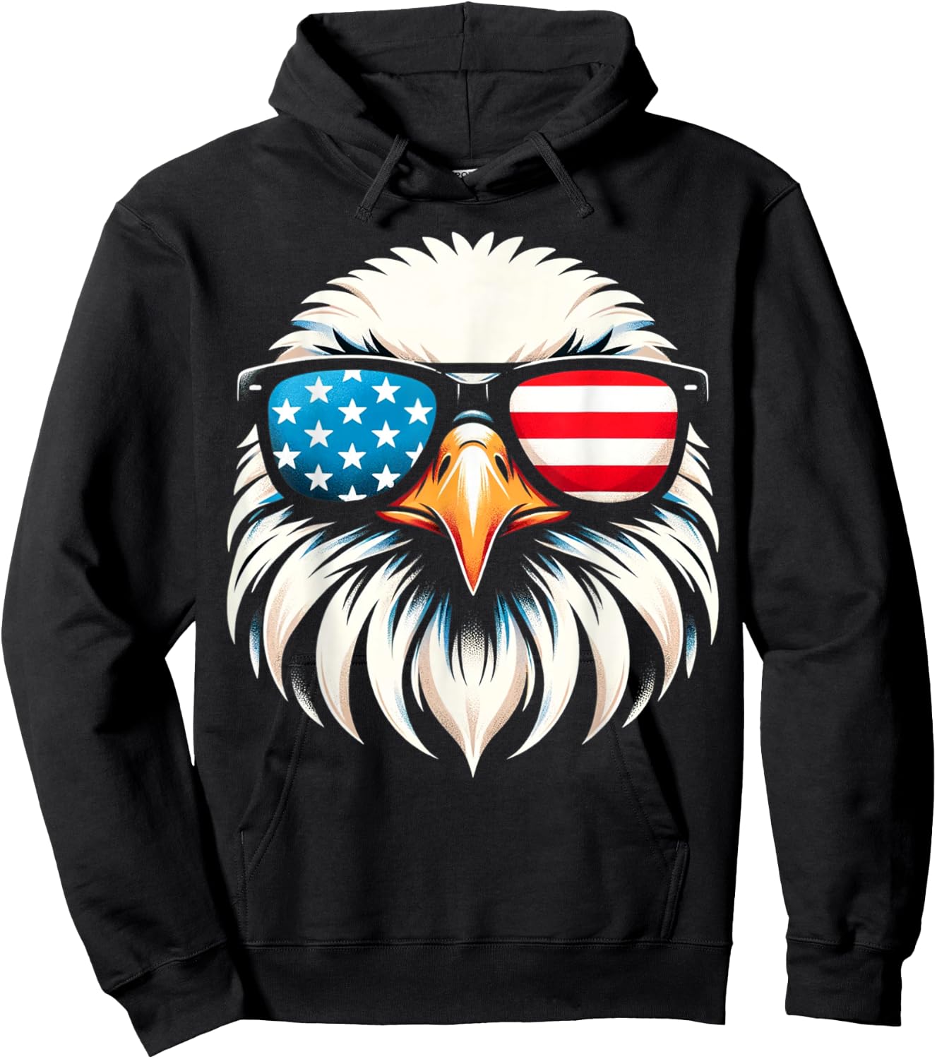 Patriotic Eagle Red White Blue USA Flag Eagle 4th of July Hoodie - Hoodie | Black