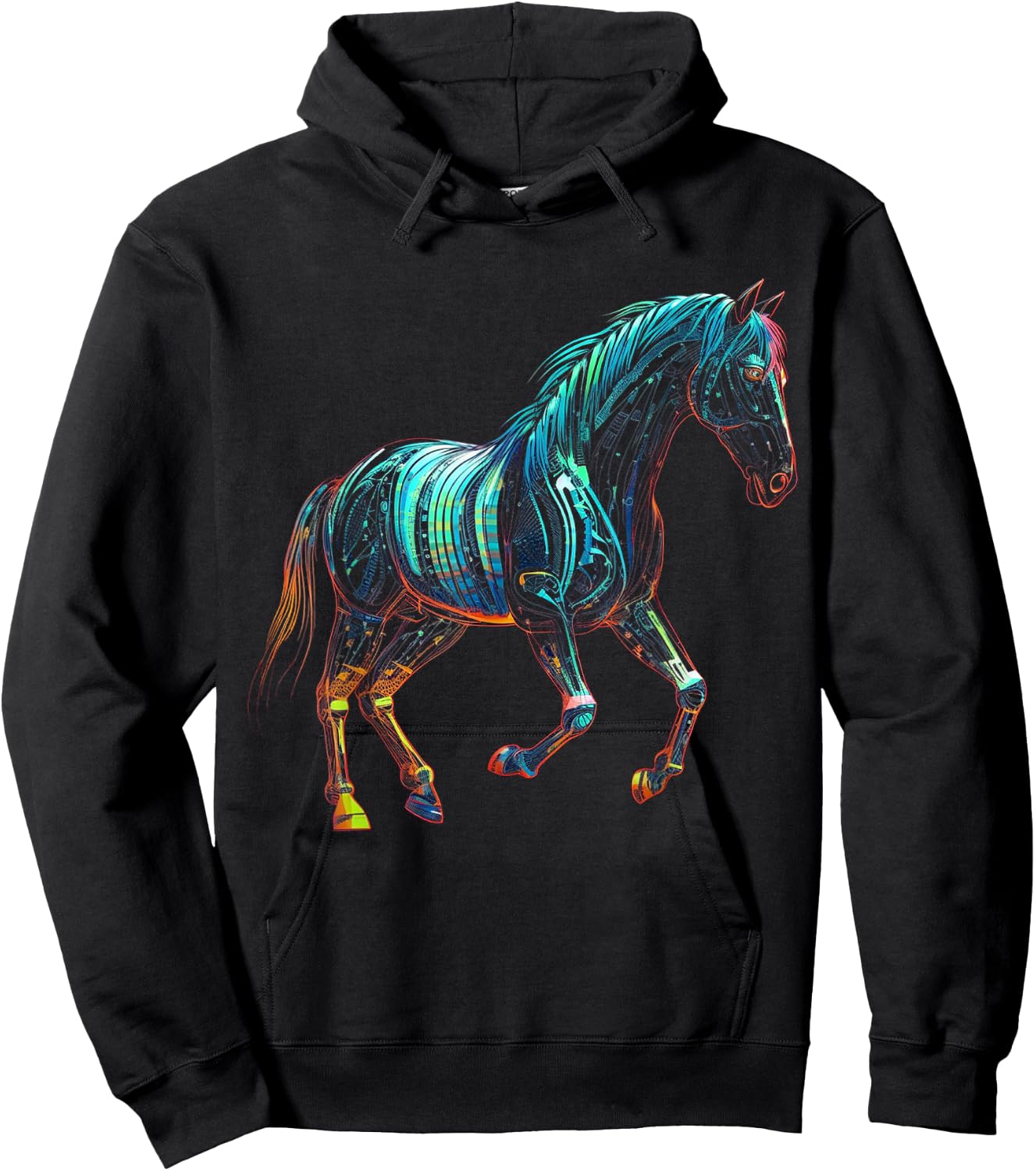 Horse artwork, animal horse Hoodie - Hoodie | Black