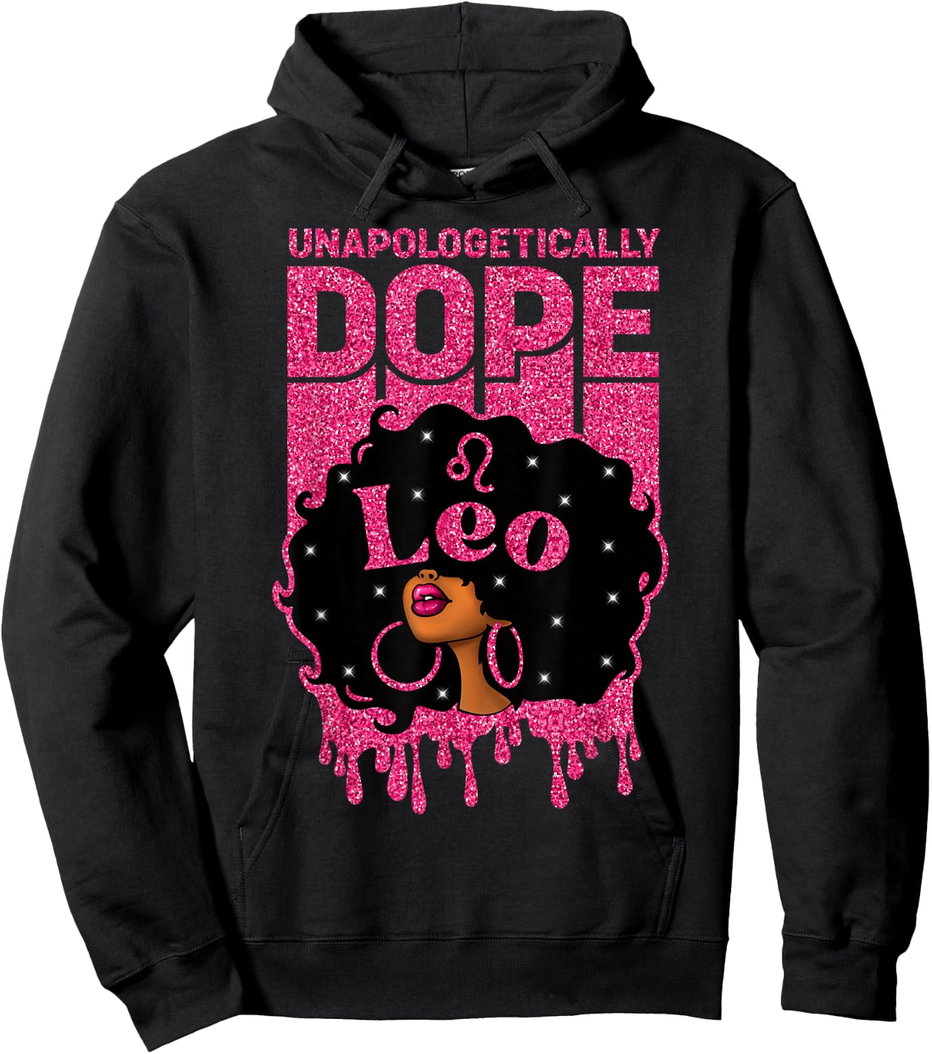 Unapologetically Dope Leo Afro Woman Zodiac Sign Hoodie - Hoodie | Black