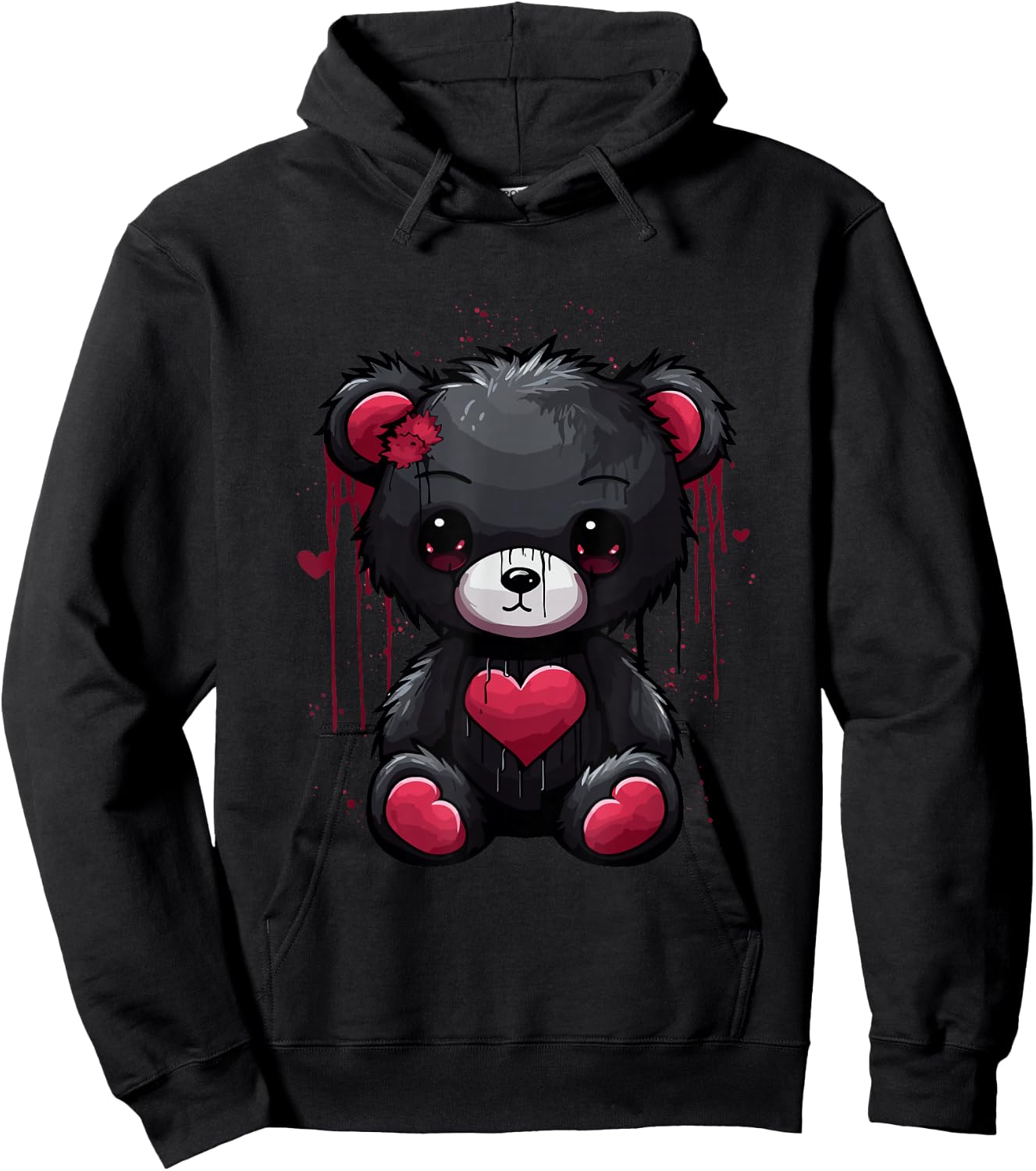 Emo Teddy Bear Goth Bear Creepy Teddy Bear Hoodie - Hoodie | Black