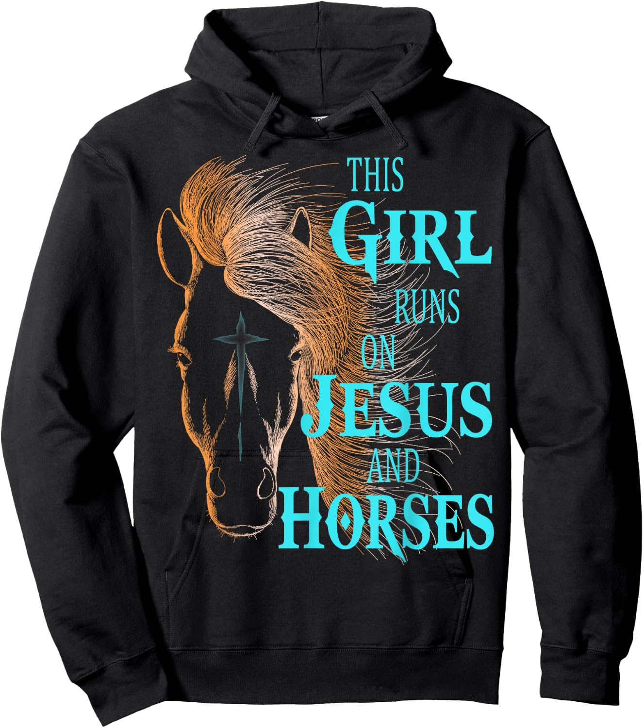 Christian THIS GIRL RUNS ON JESUS & HORSES Equestrian Rider Hoodie - Hoodie | Black