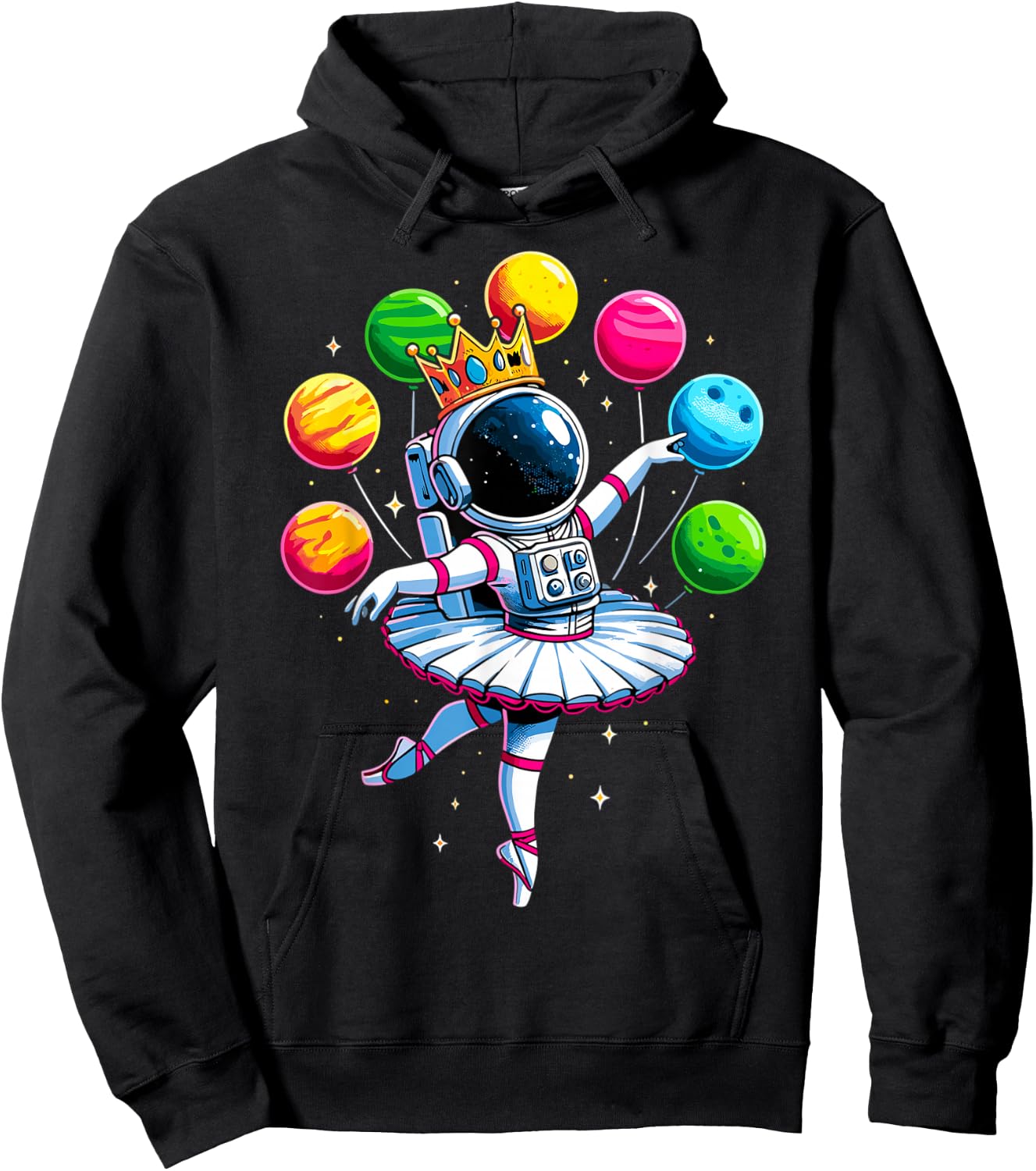 Ballerina Girl Space Astronaut Hoodie - Hoodie | Black
