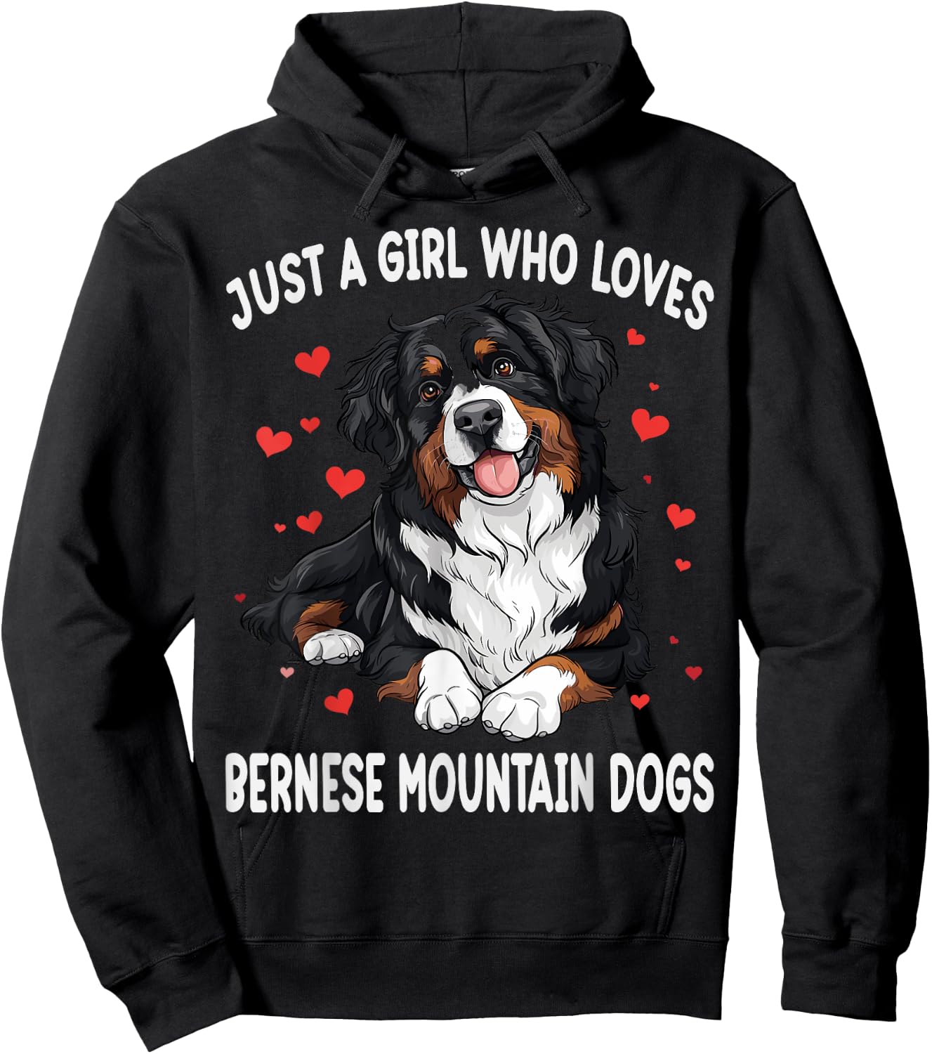 Just a Girl Who Loves Bernese Mountain Berner Dog Lover Hoodie - Hoodie | Black