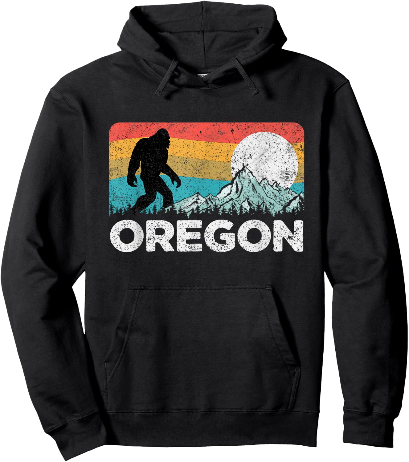 Oregon Pride Bigfoot Mountains 80's Vintage Nature Oregon Hoodie - Hoodie | Black