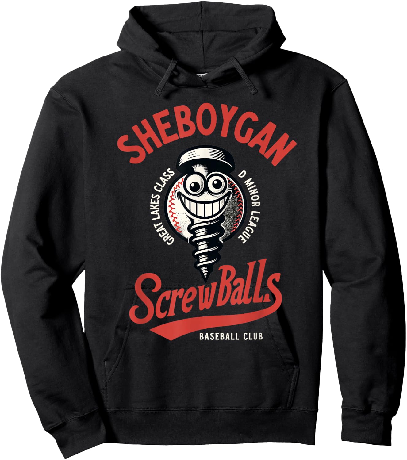 Sheboygan Screwballs Retro Minor League Baseball Team Hoodie - Hoodie | Black