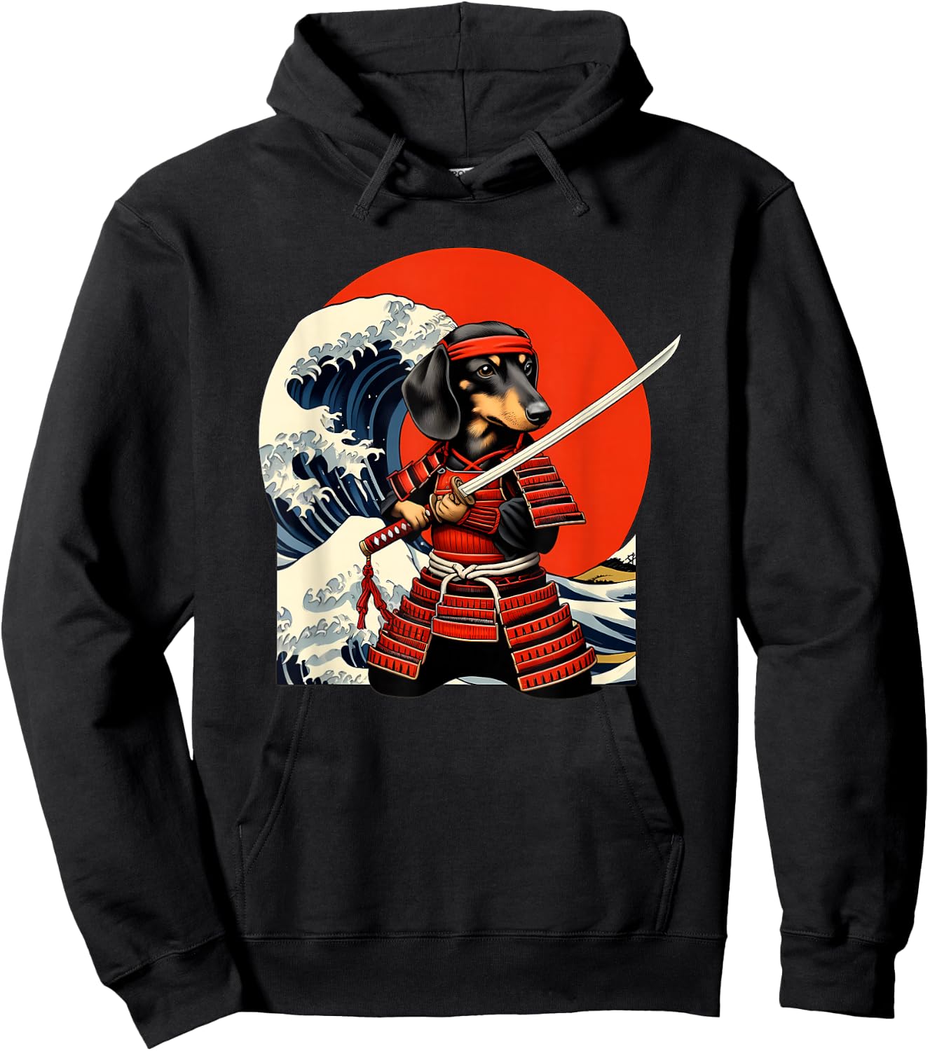 Otaku Weiner Dachshund Dog Samurai Hoodie - Hoodie | Black
