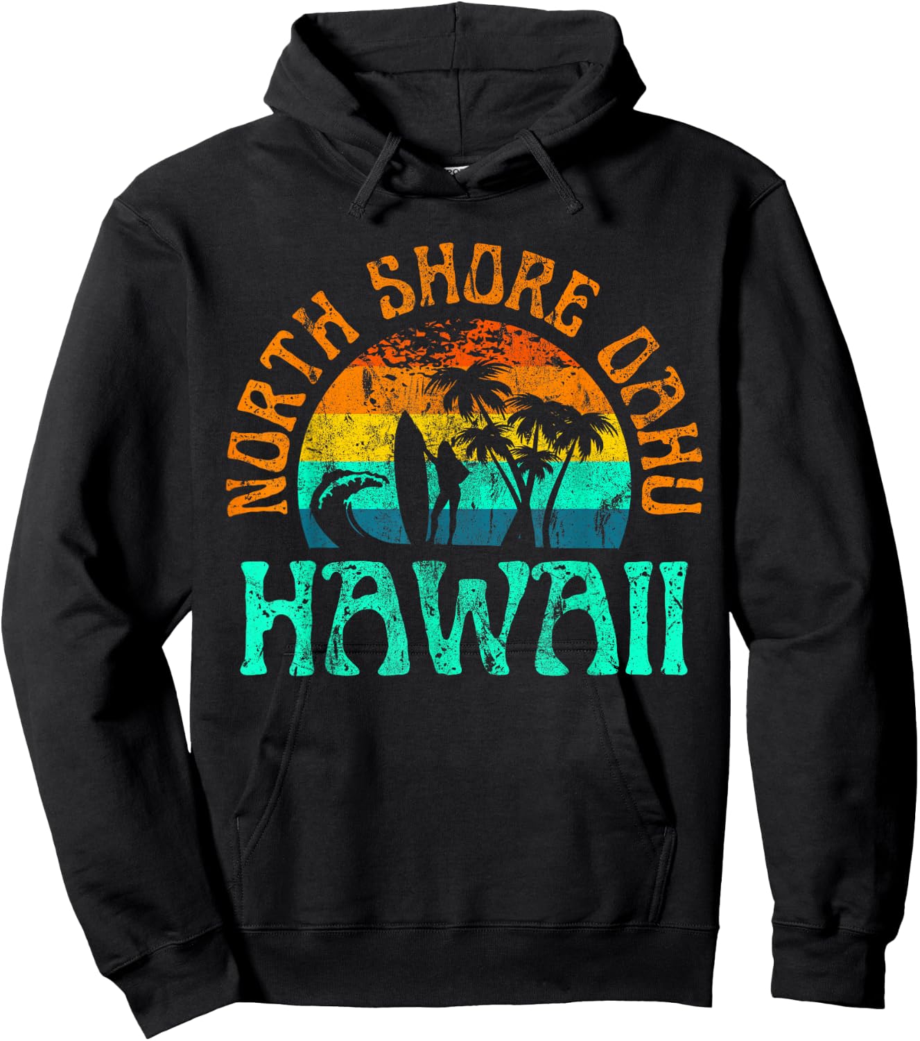 North Shore Oahu Hawaii Surf Beach Surfer Waves Girls Hoodie - Hoodie | Black