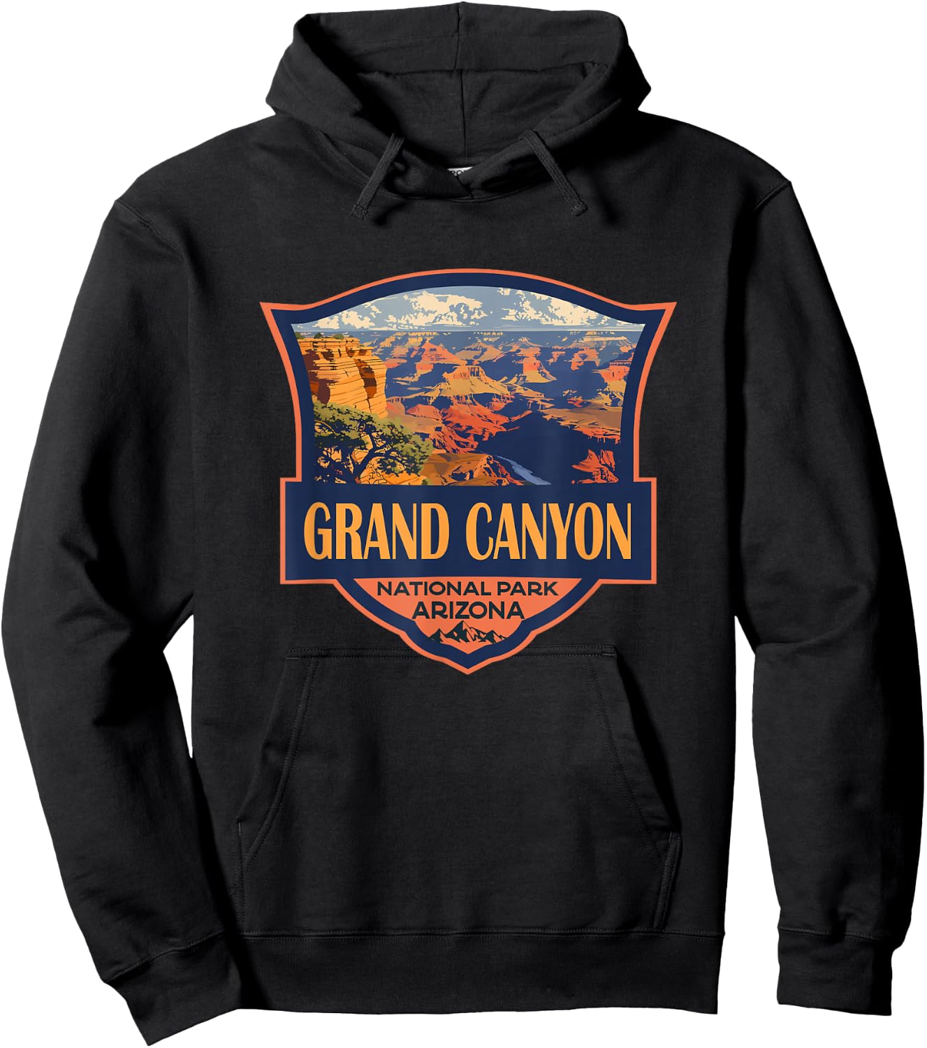 Grand Canyon National Park Illustration Retro Badge Hoodie - Hoodie | Black