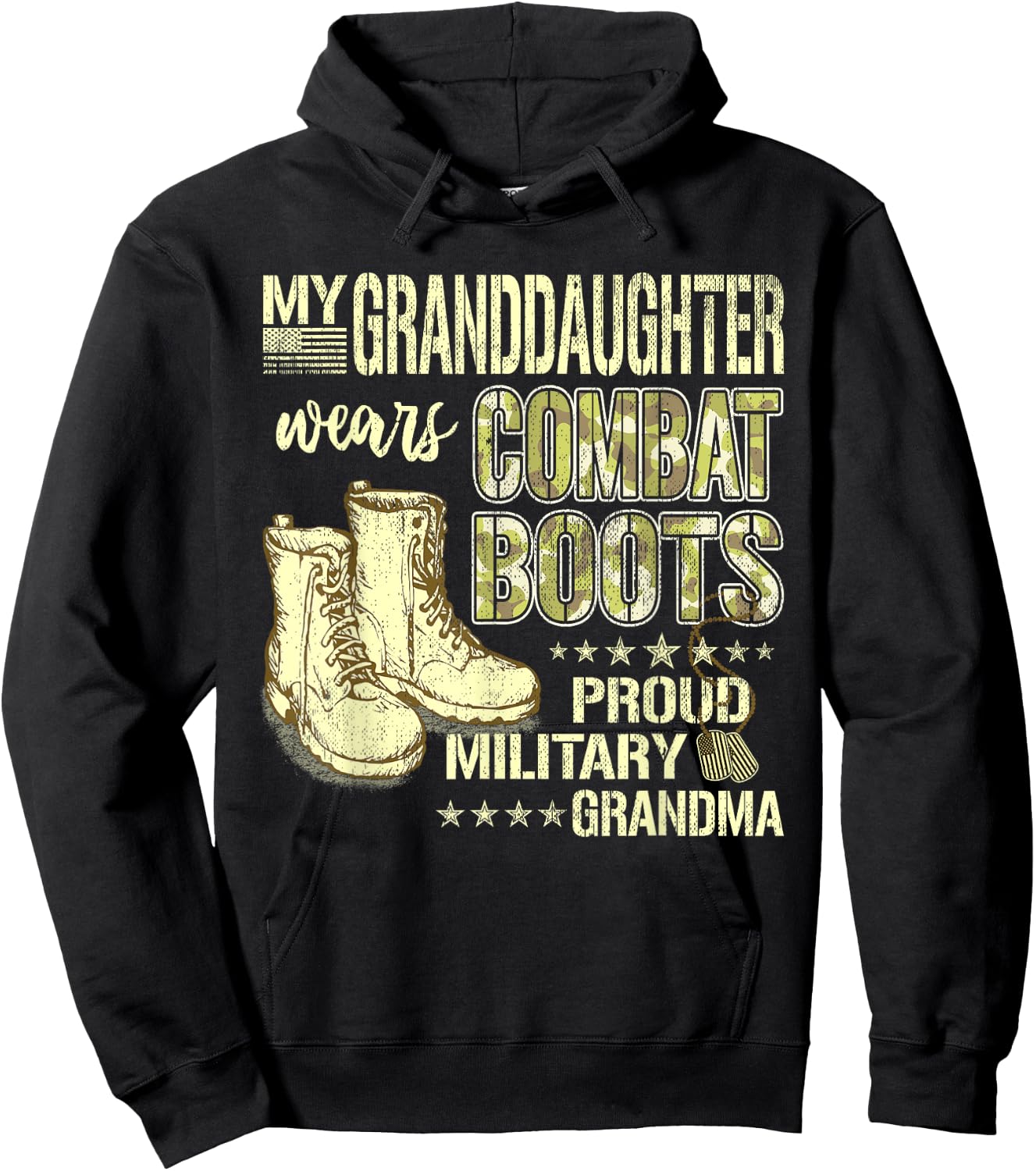 My Granddaughter Wears Combat Boots - Proud Military Grandma Hoodie - Hoodie | Black