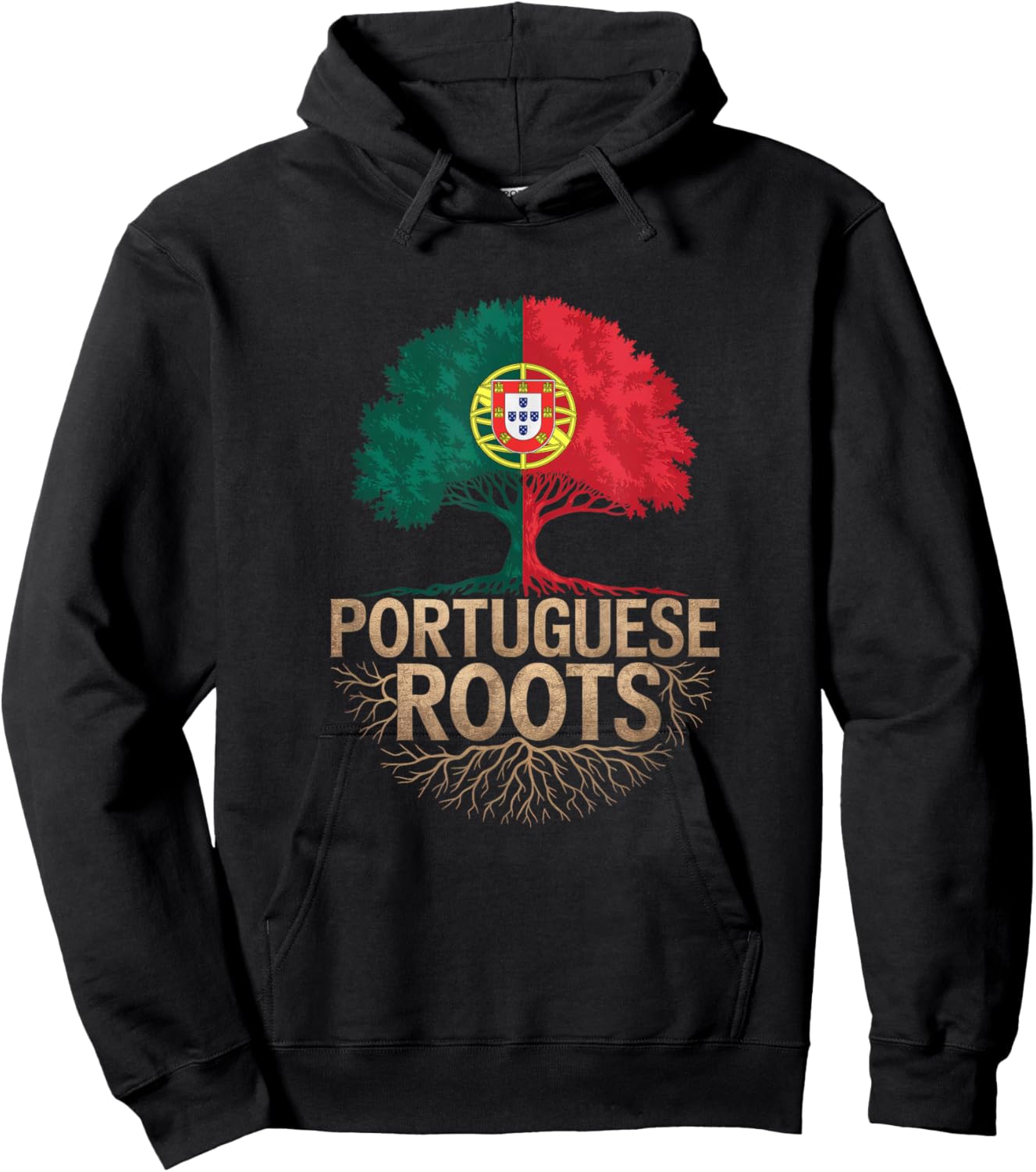 Portuguese Roots - Portugal Flag Colors Family Tree Souvenir Hoodie - Hoodie | Black
