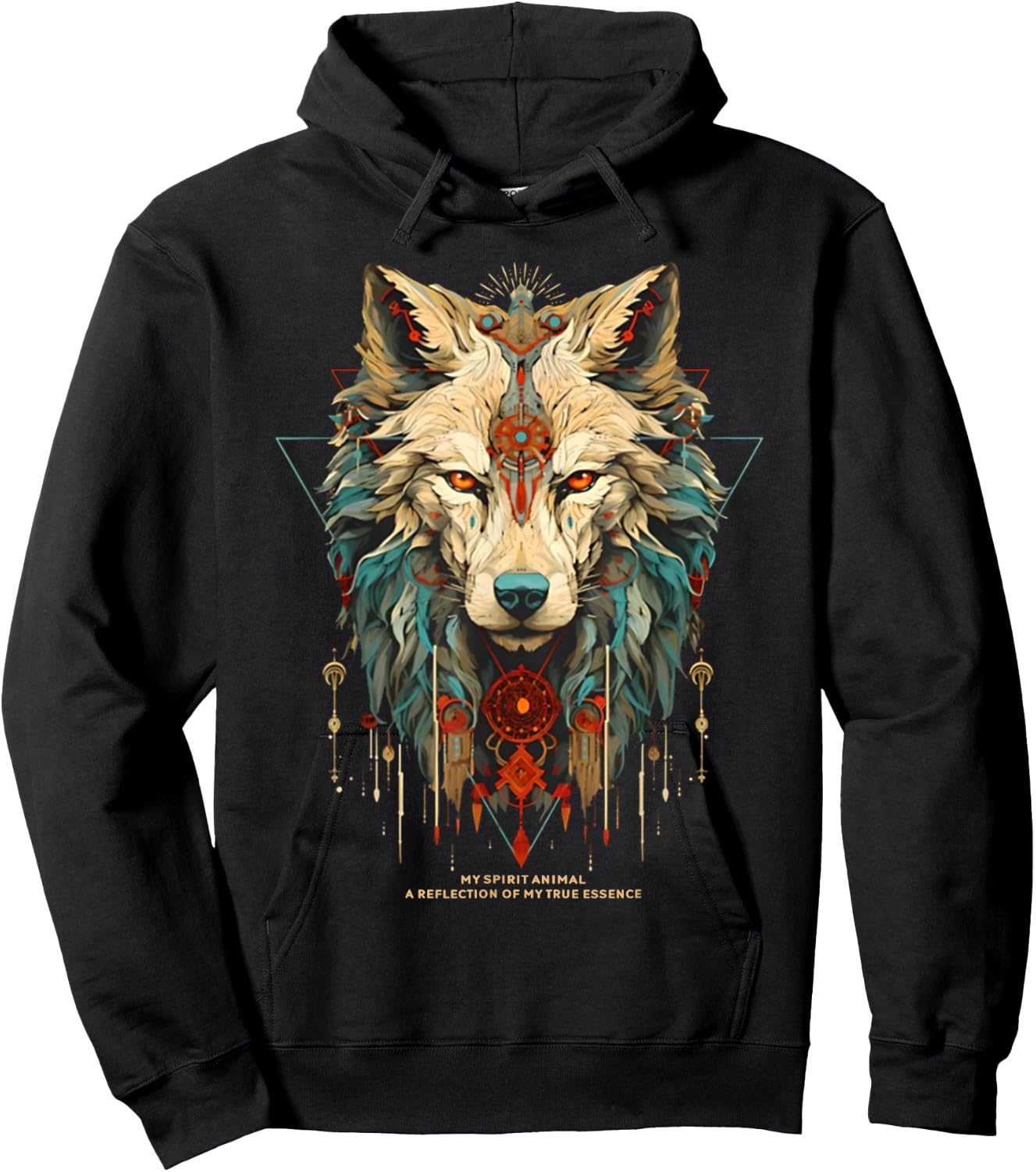 Wolf Spirit Animal Sacred Shaman Native American Clan Hoodie - Hoodie | Black