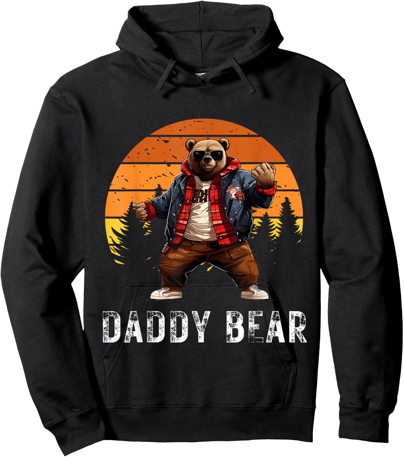 Daddy Bear Papa Bear Best Idea Fathers Day Retro Cozy Humor Hoodie - Hoodie | Black
