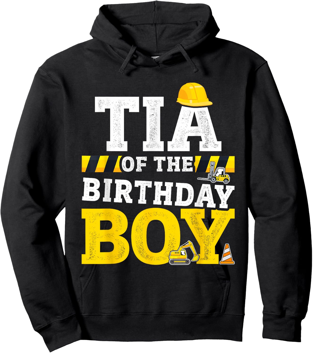 Tia of the birthday boy matching family construction party Hoodie - Hoodie | Black