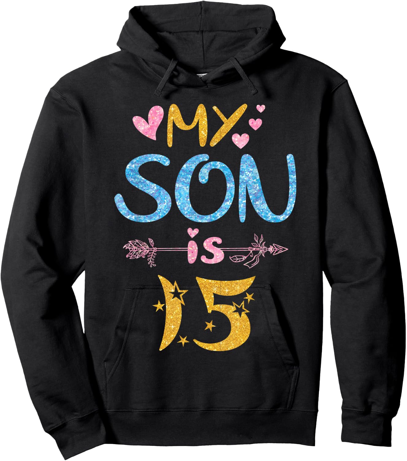 Mother Father Mom Dad Happy Birthday My Son Is 15 Years Old Hoodie - Hoodie | Black