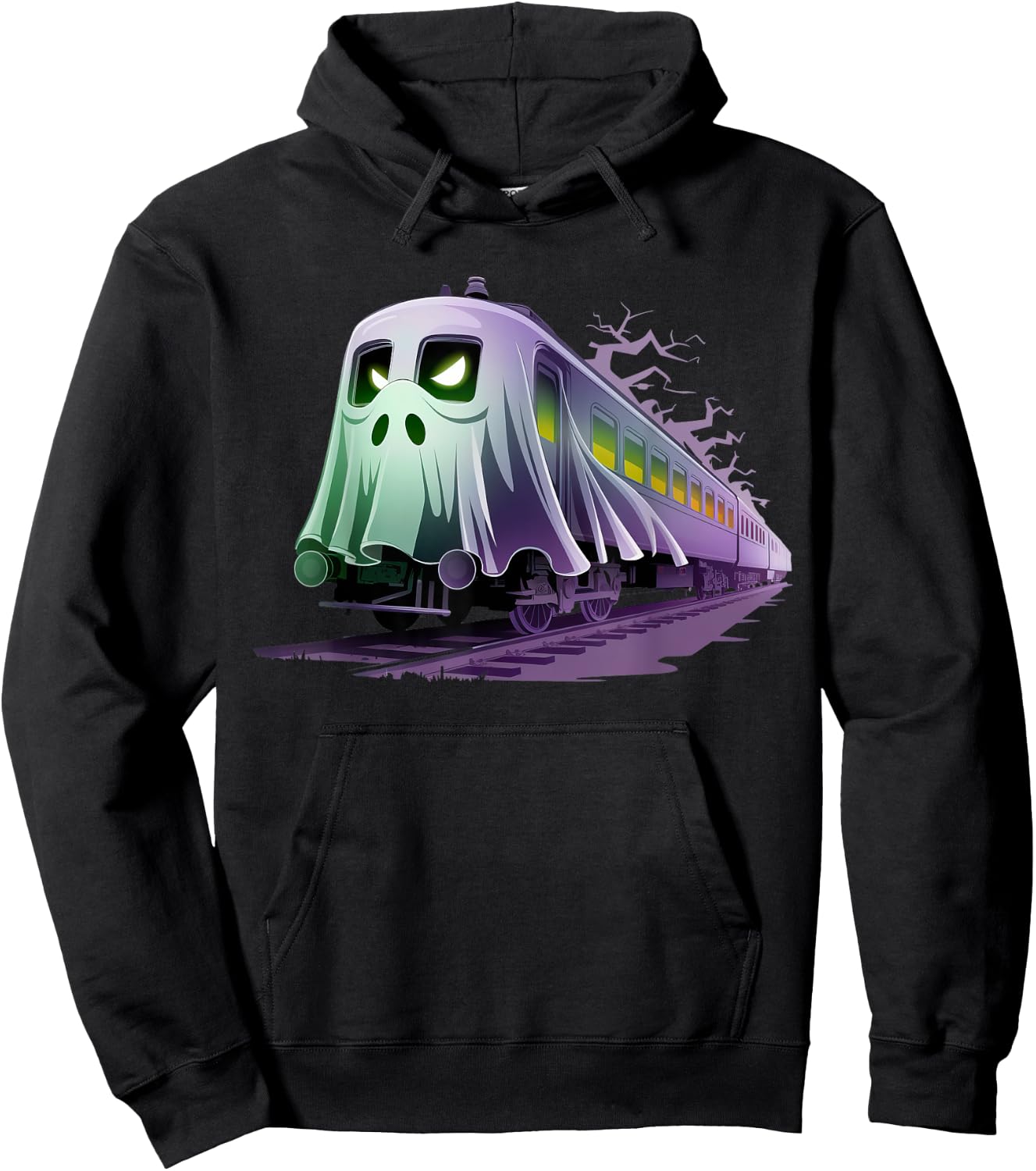 Scary Train Ghost Railroad Funny Halloween Boys Kids Hoodie - Hoodie | Black