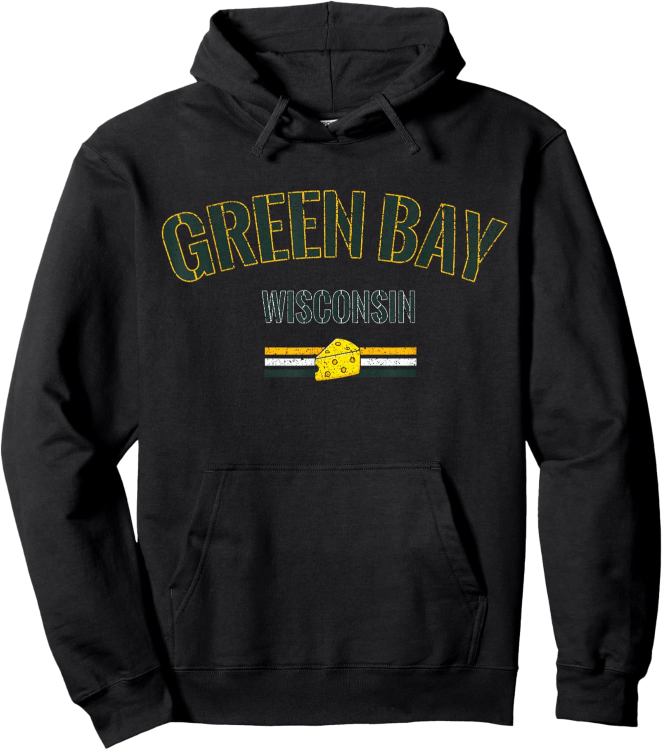Vintage Green Bay Wisconsin Cheese Pride Hoodie - Hoodie | Black