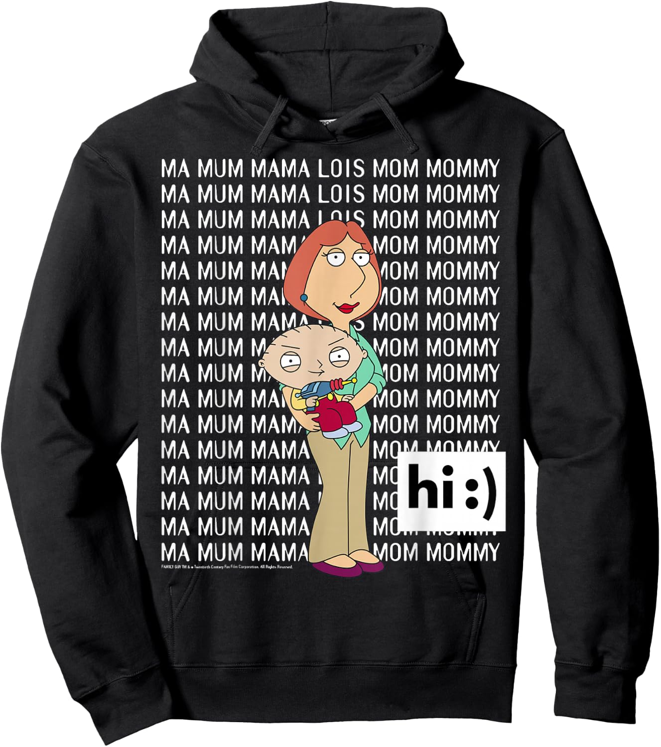 Family Guy Lois Stewie Ma Mum Mama Mom Big Chest Text Logo Hoodie - Hoodie | Black