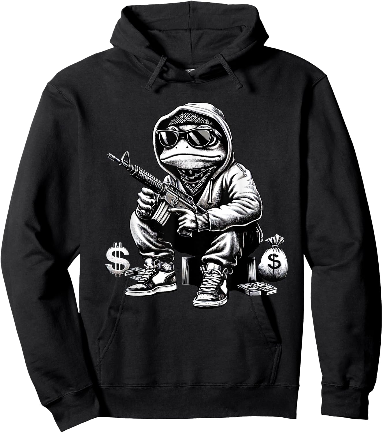 Thug Frog Gangster Frog Funny Frog Lovers Art Hoodie - Hoodie | Black