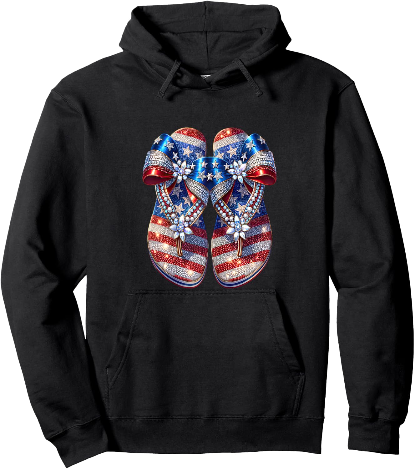 Patriotic USA Pride Red White Blue American Flag Design Hoodie - Hoodie | Black