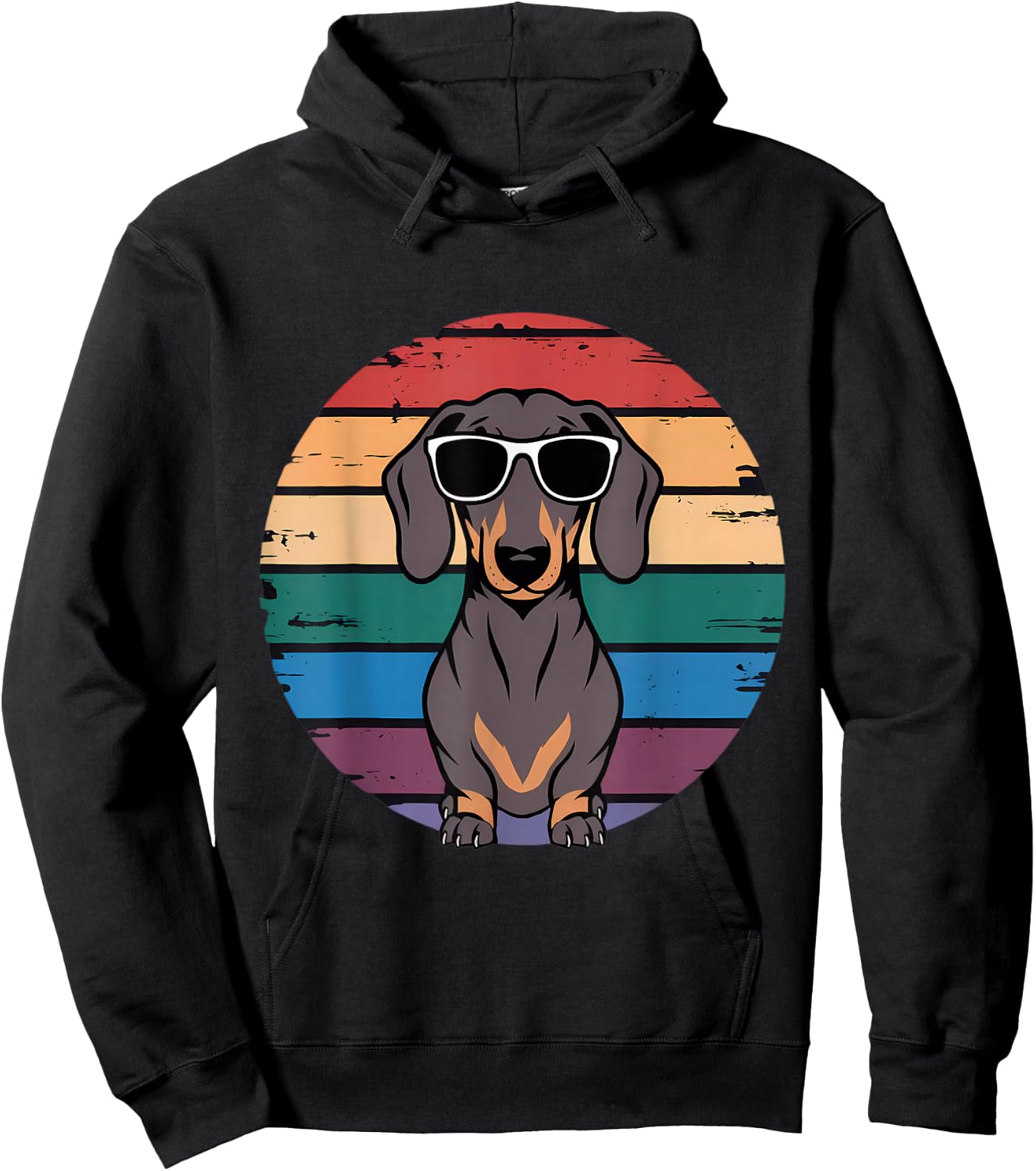 Retro Dachshund Sunset Hoodie - Hoodie | Black