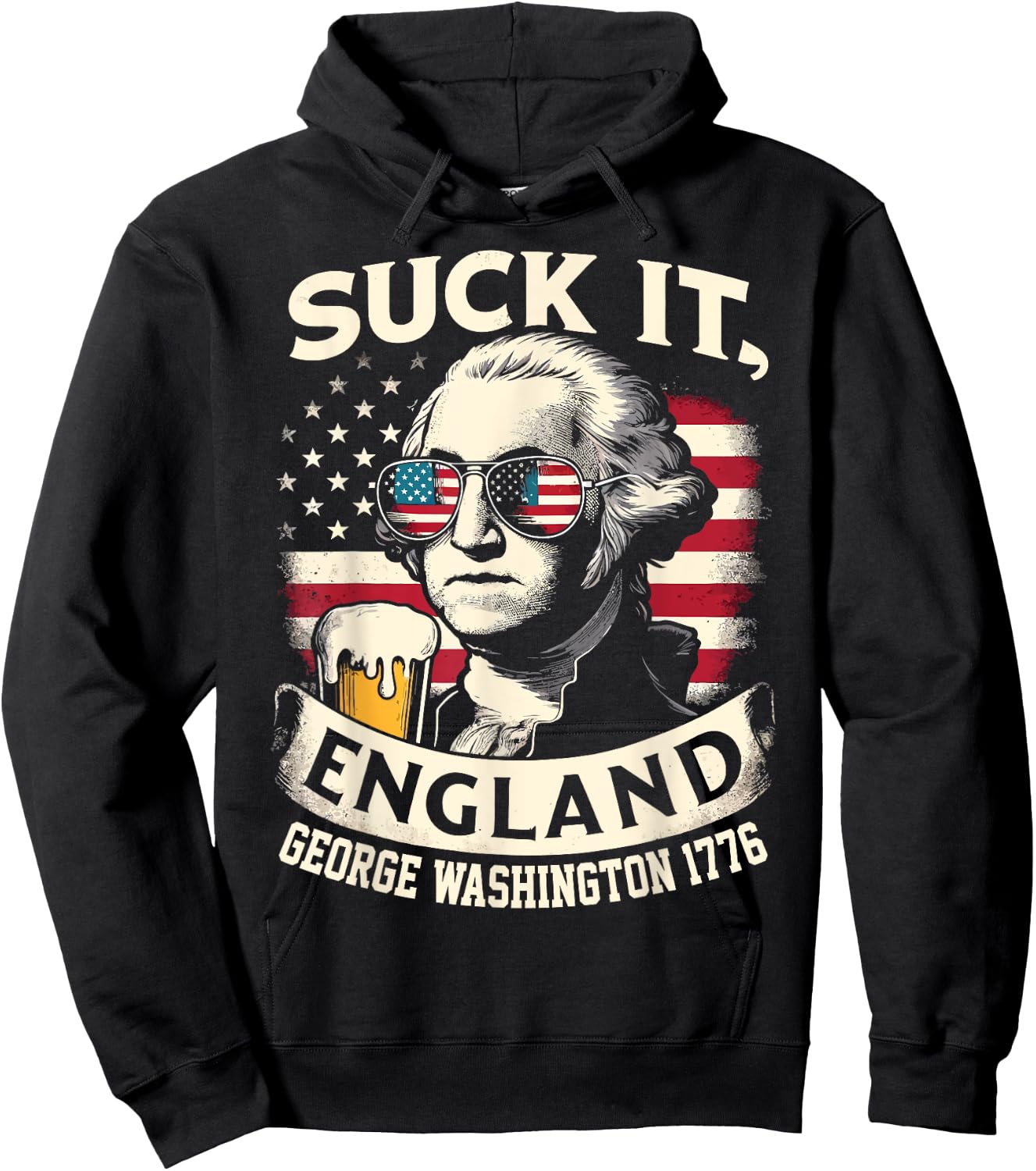 Suck It England Merica Flag 4th Of July Patriotic Men Hoodie - Hoodie | Black