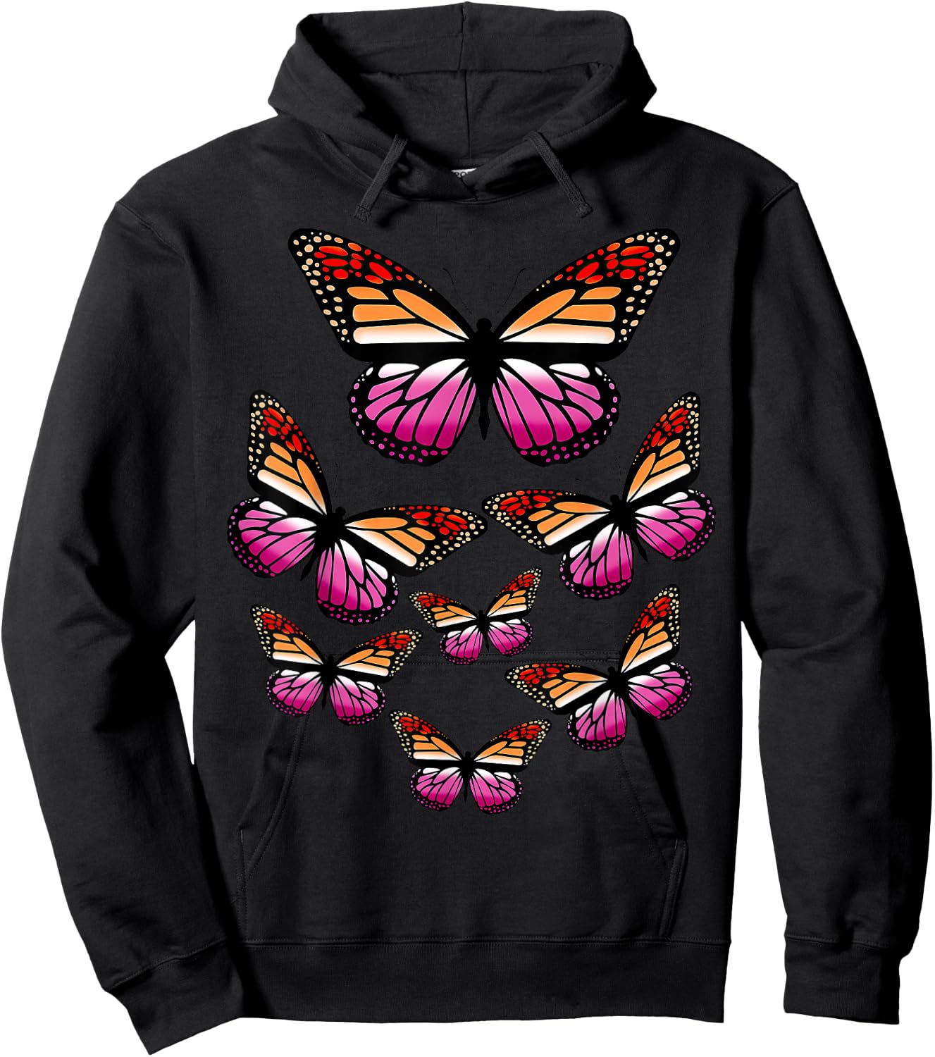 Lesbian Flag Butterfly Hoodie - Hoodie | Black