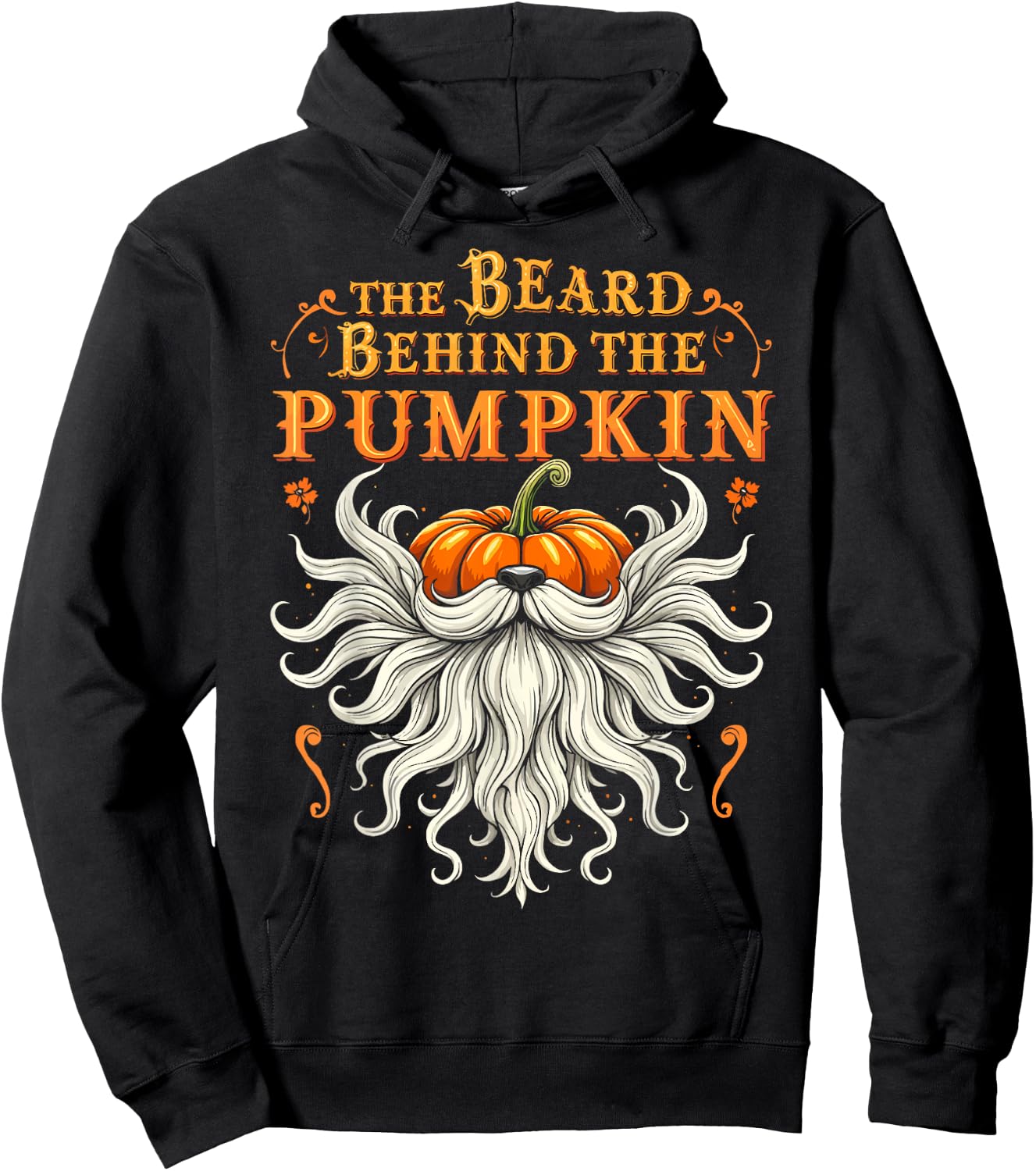 The Beard Behind the Pumpkin Halloween Bearded Men Hoodie - Hoodie | Black