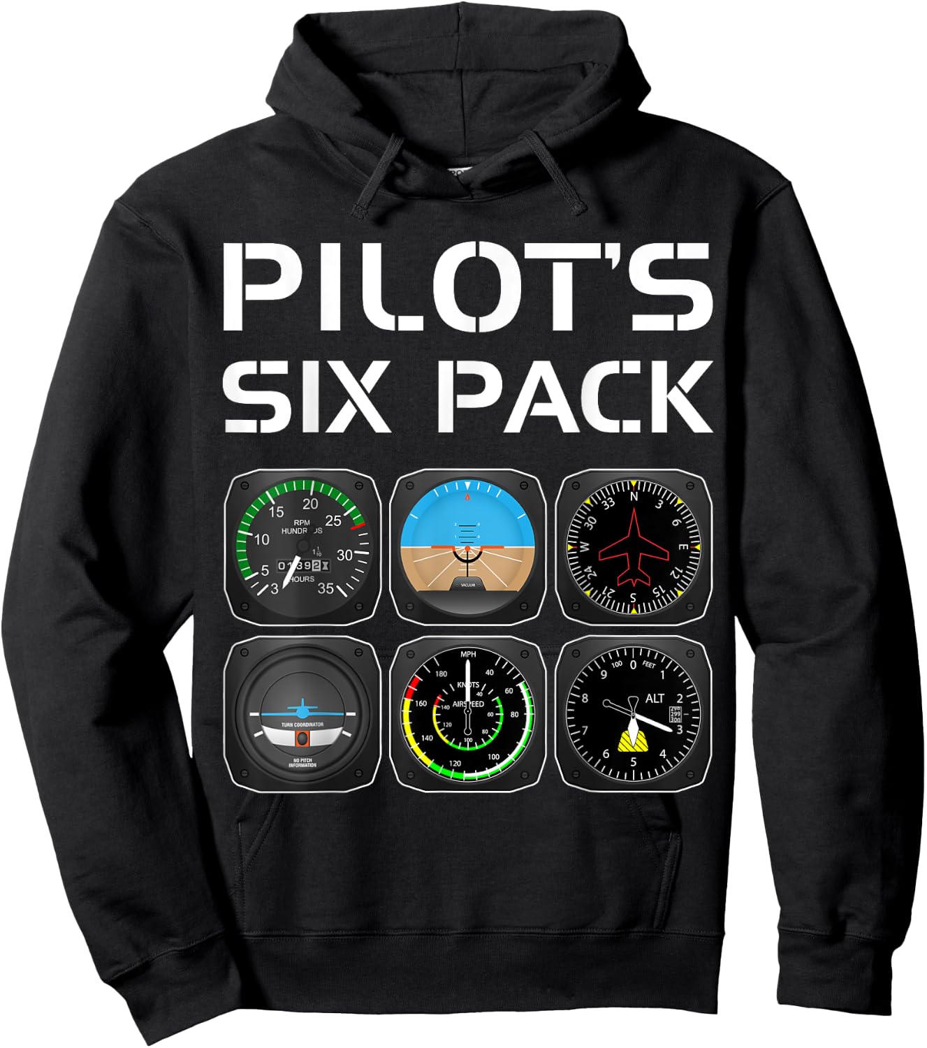 Pilot's Six Pack Funny Pilot Aviation Flying Student Teacher Women Hoodie - Hoodie | Black