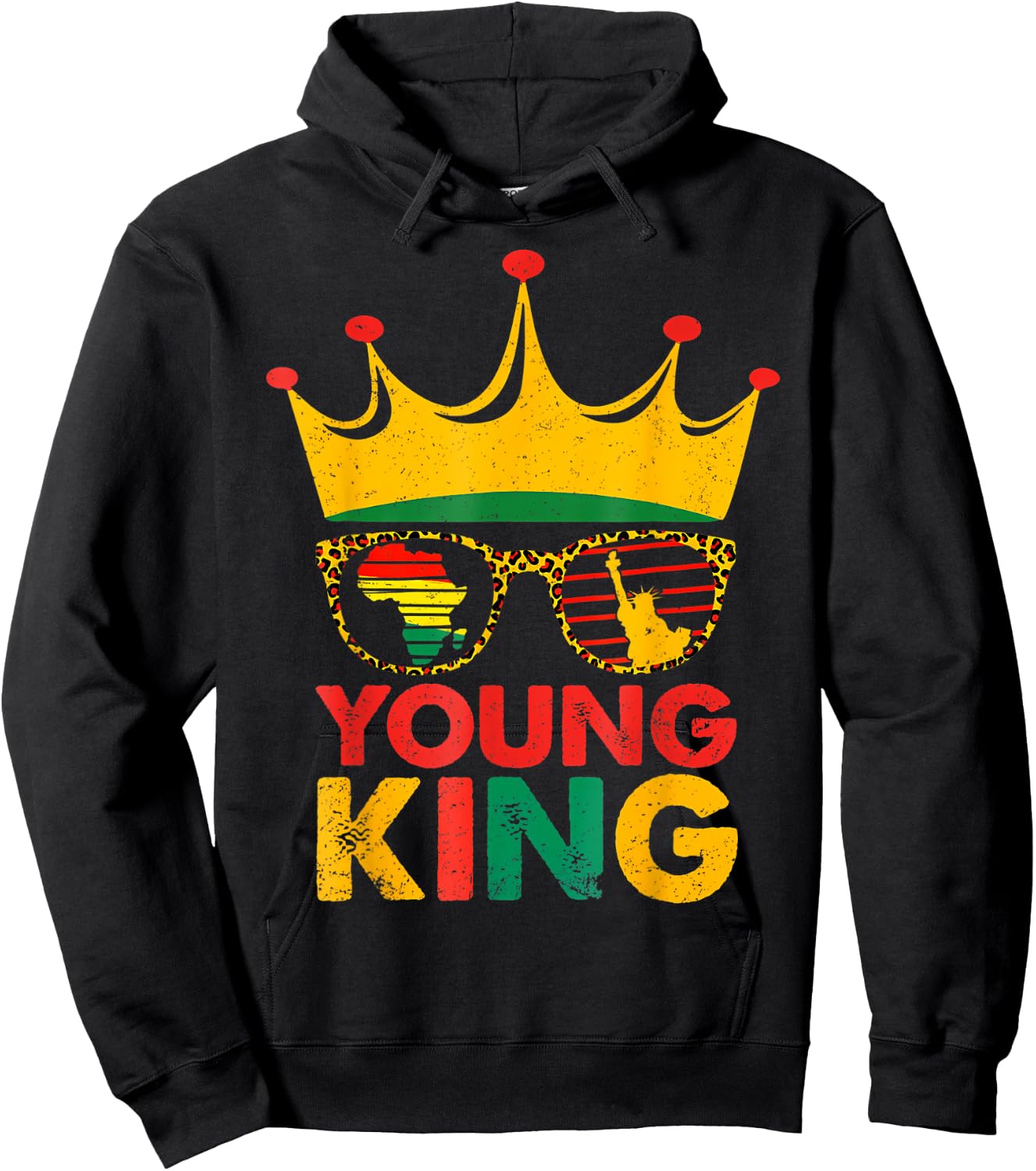 Young King Crown African American Kids Boys 1865 Juneteenth Hoodie - Hoodie | Black