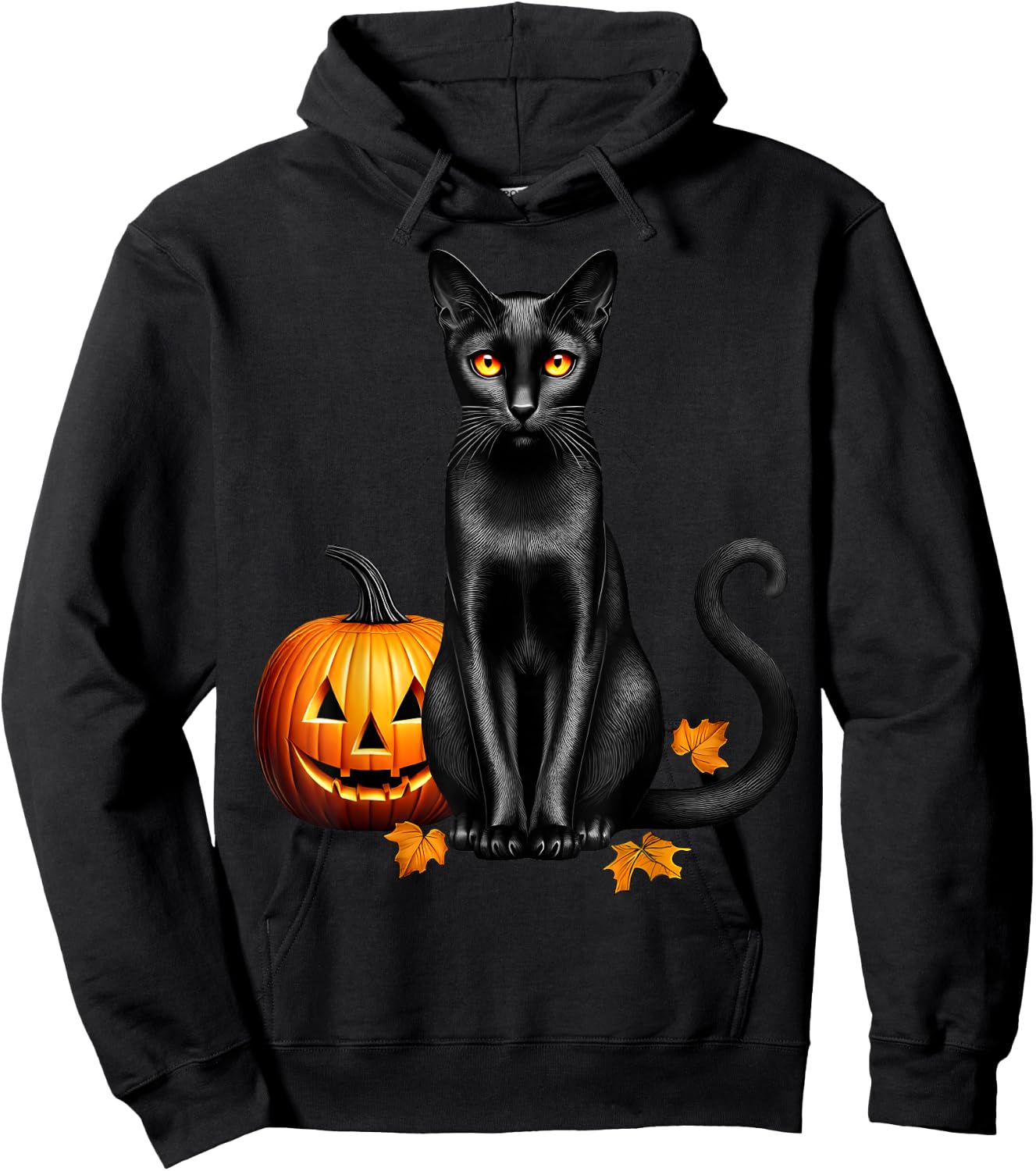 Retro Black Cat Pumpkin Halloween Cat Lovers Costume Fall Men Women Kids Hoodie - Hoodie | Black