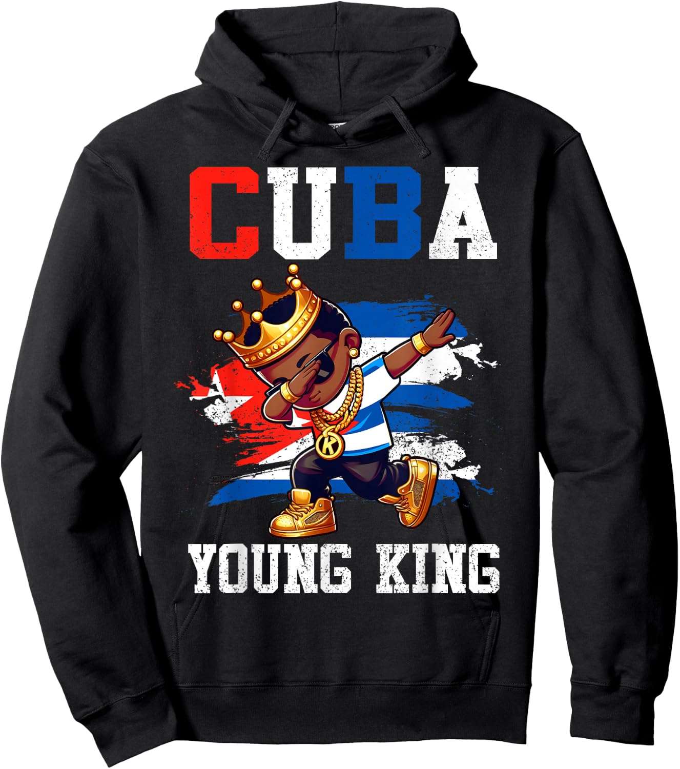 Cuba Young King Cuban Boy African Proud Cuban Flag Hoodie - Hoodie | Black