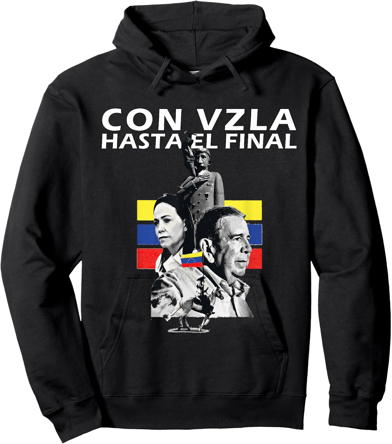 Con Venezuela Hasta el Final Maria Corina Machado Edmundo Hoodie - Hoodie | Black
