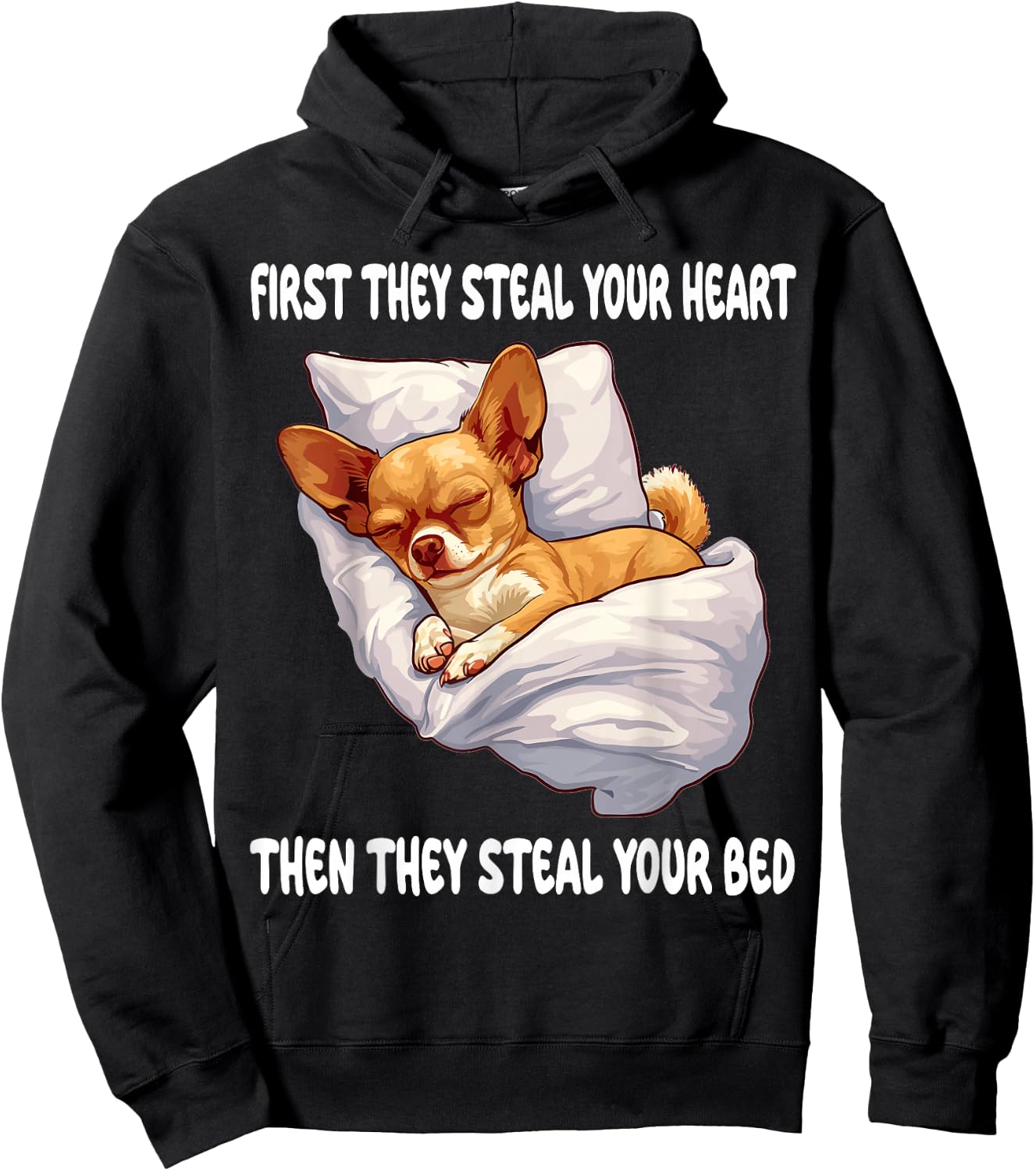 Chihuahua Chiwawa Sleeping Pajamas Nightgown Hoodie - Hoodie | Black