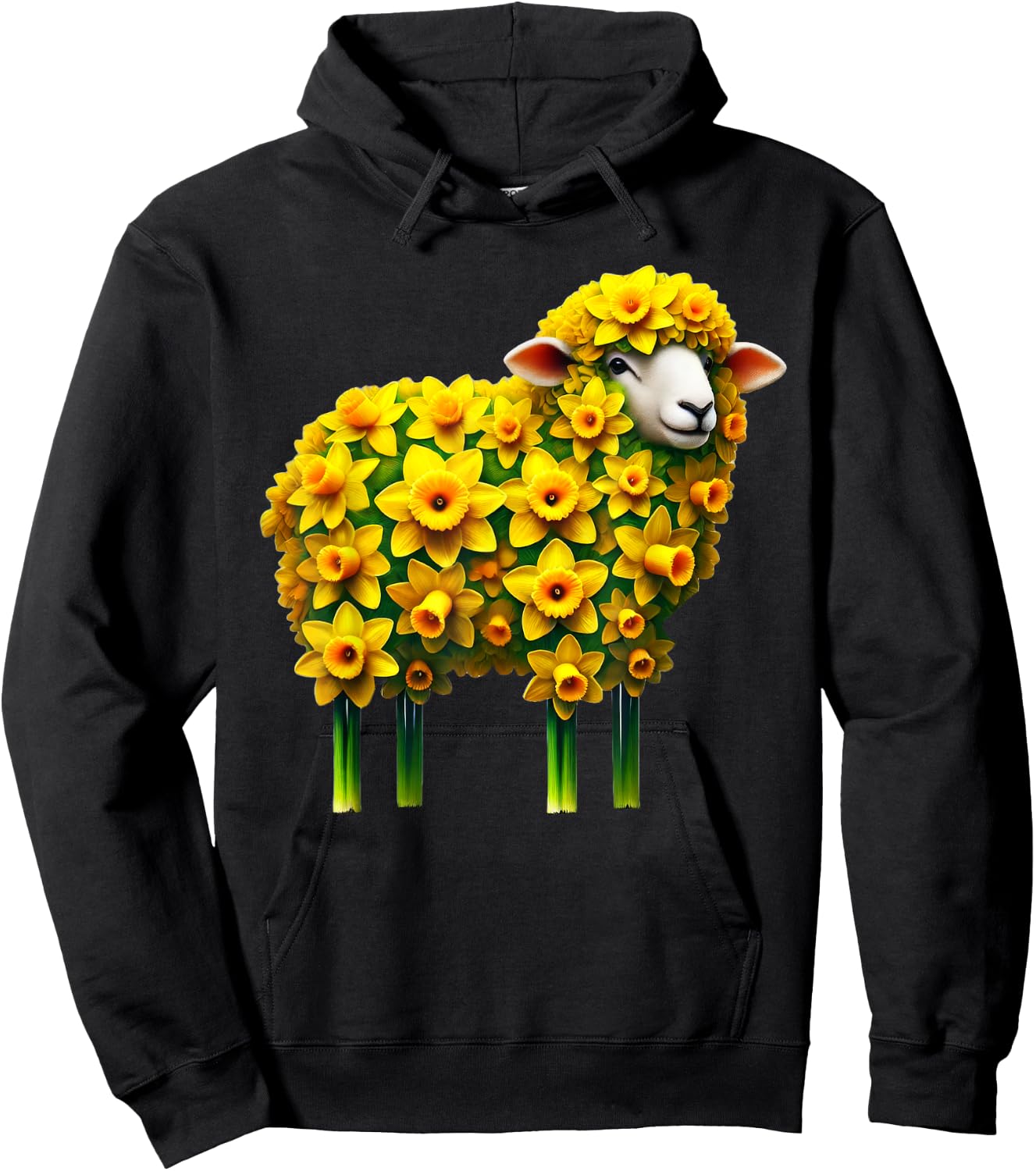 Daffodil Sheep Flower Gardening Floral Hoodie - Hoodie | Black