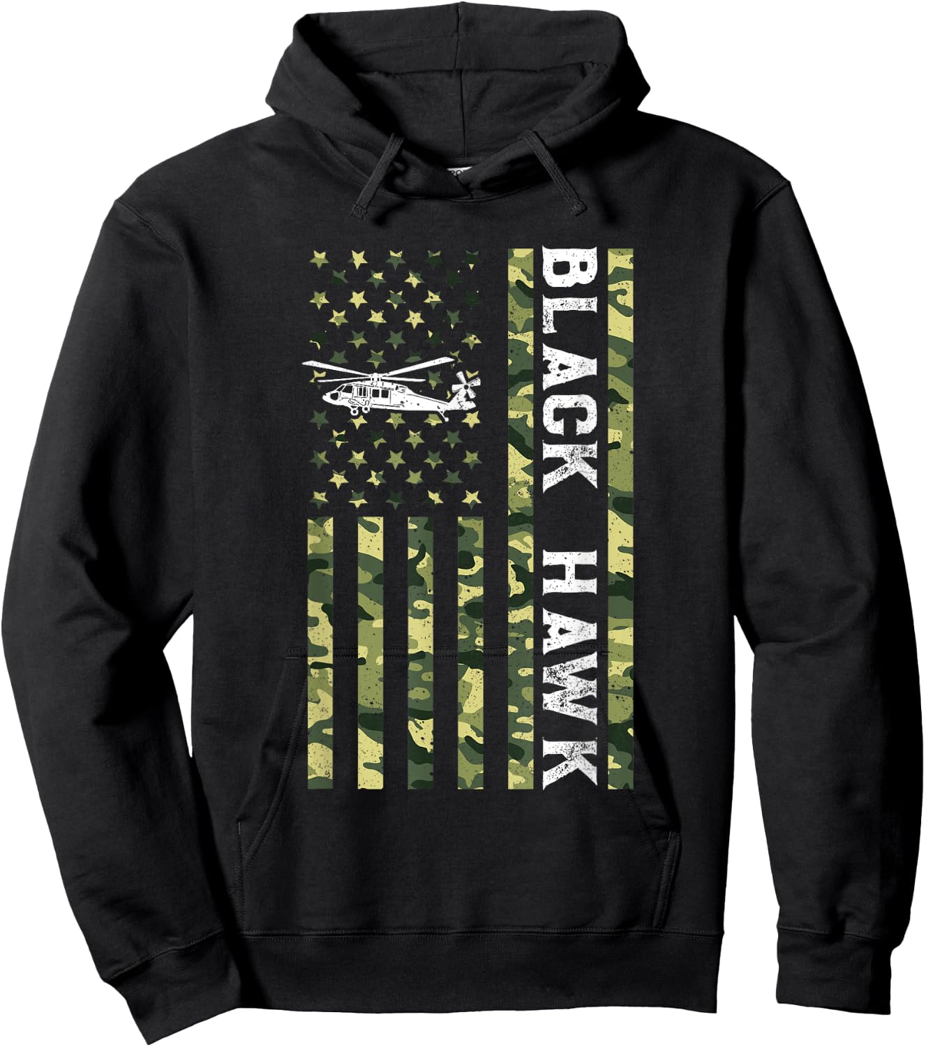 Patriotic USA Flag Military Helicopter UH-60 Black Hawk Hoodie - Hoodie | Black