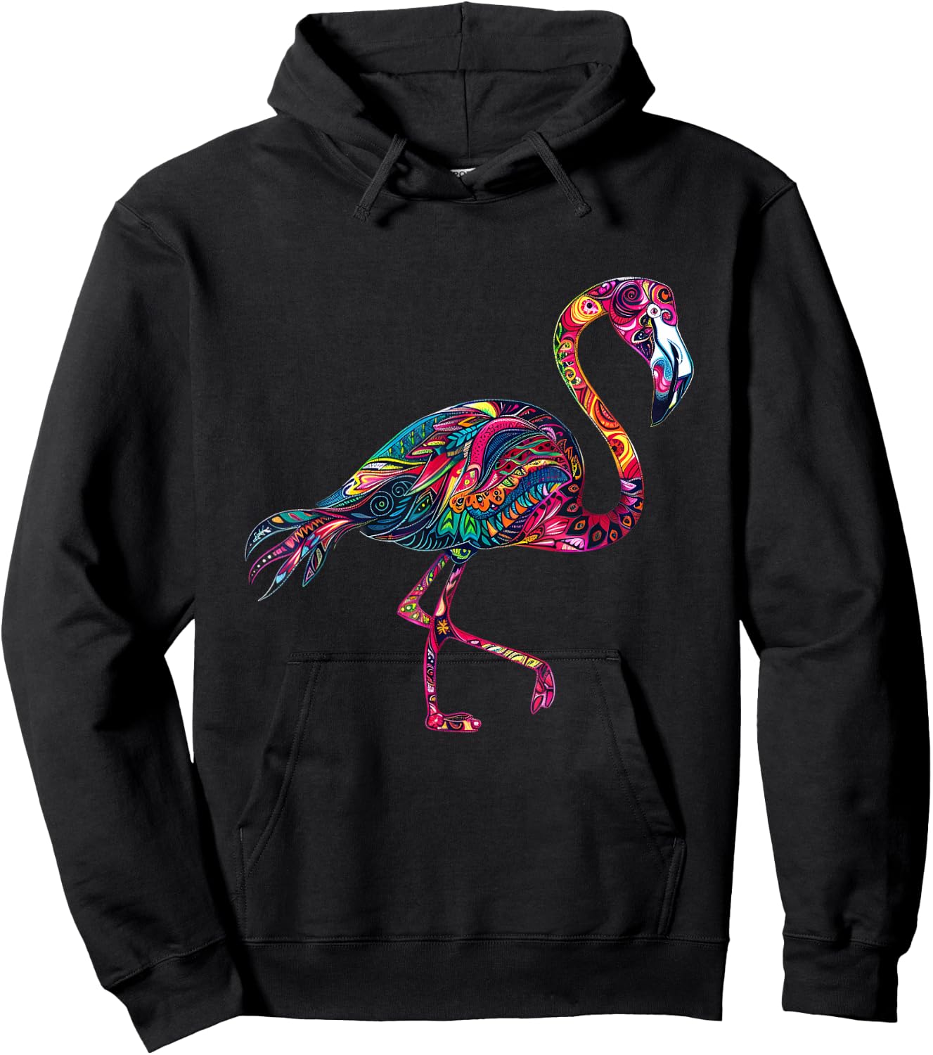 Pink Flamingo Bird Animal Print Colourful Motif Artwork Hoodie - Hoodie | Black