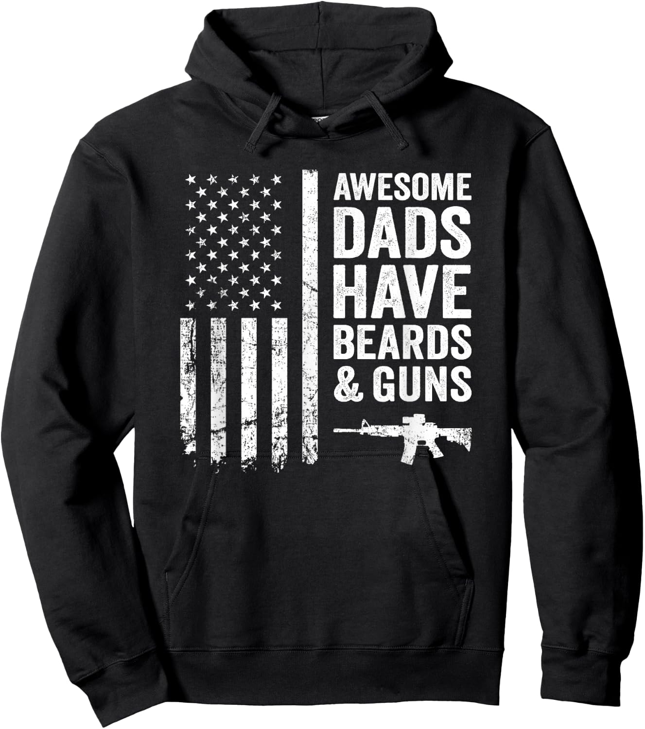 Awesome Dads Have Beards & Guns - USA Flag Father Funny Gun Hoodie - Hoodie | Black