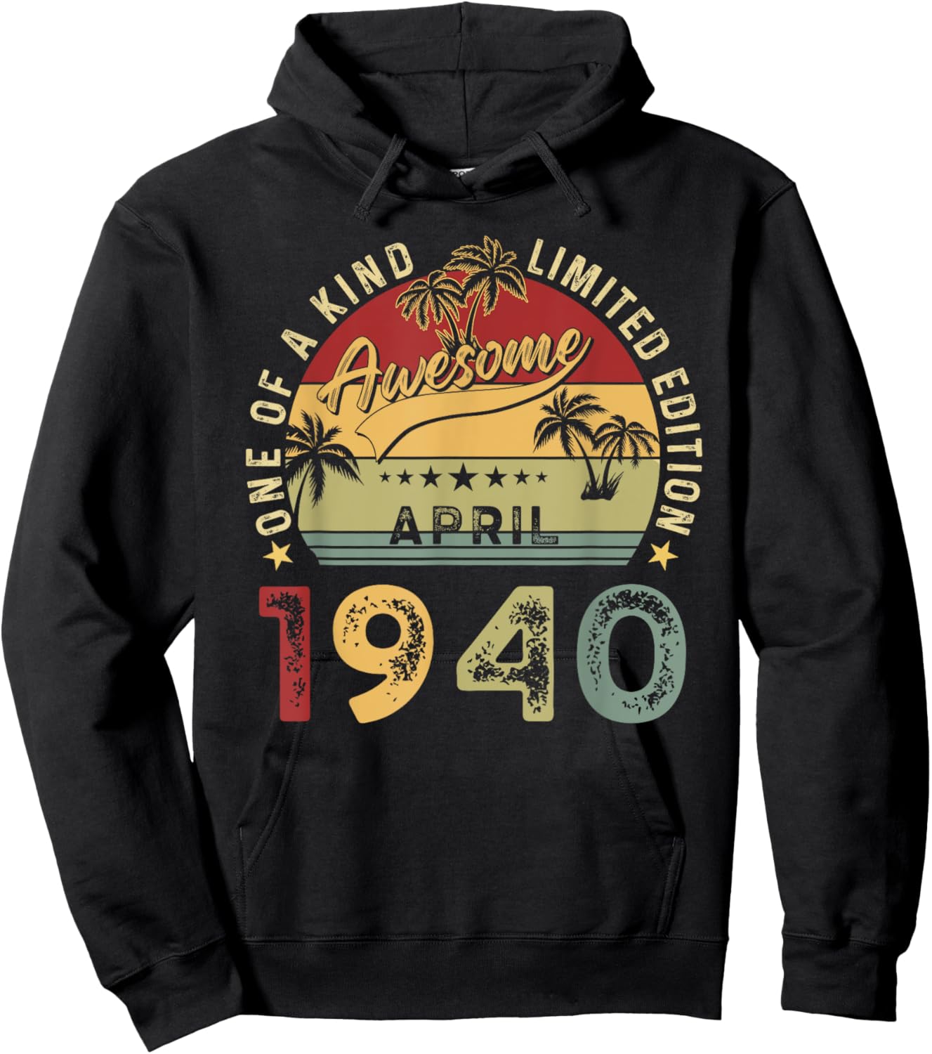 Awesome Since April 1940 Vintage Birthday Gift Men Women Hoodie - Hoodie | Black