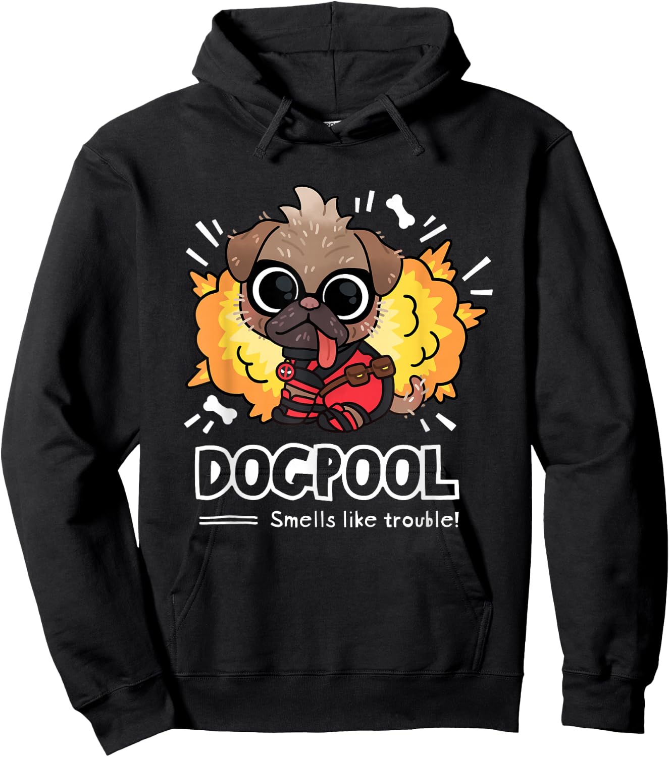 Marvel Deadpool & Wolverine Smells Like Trouble Dogpool Hoodie - Hoodie | Black
