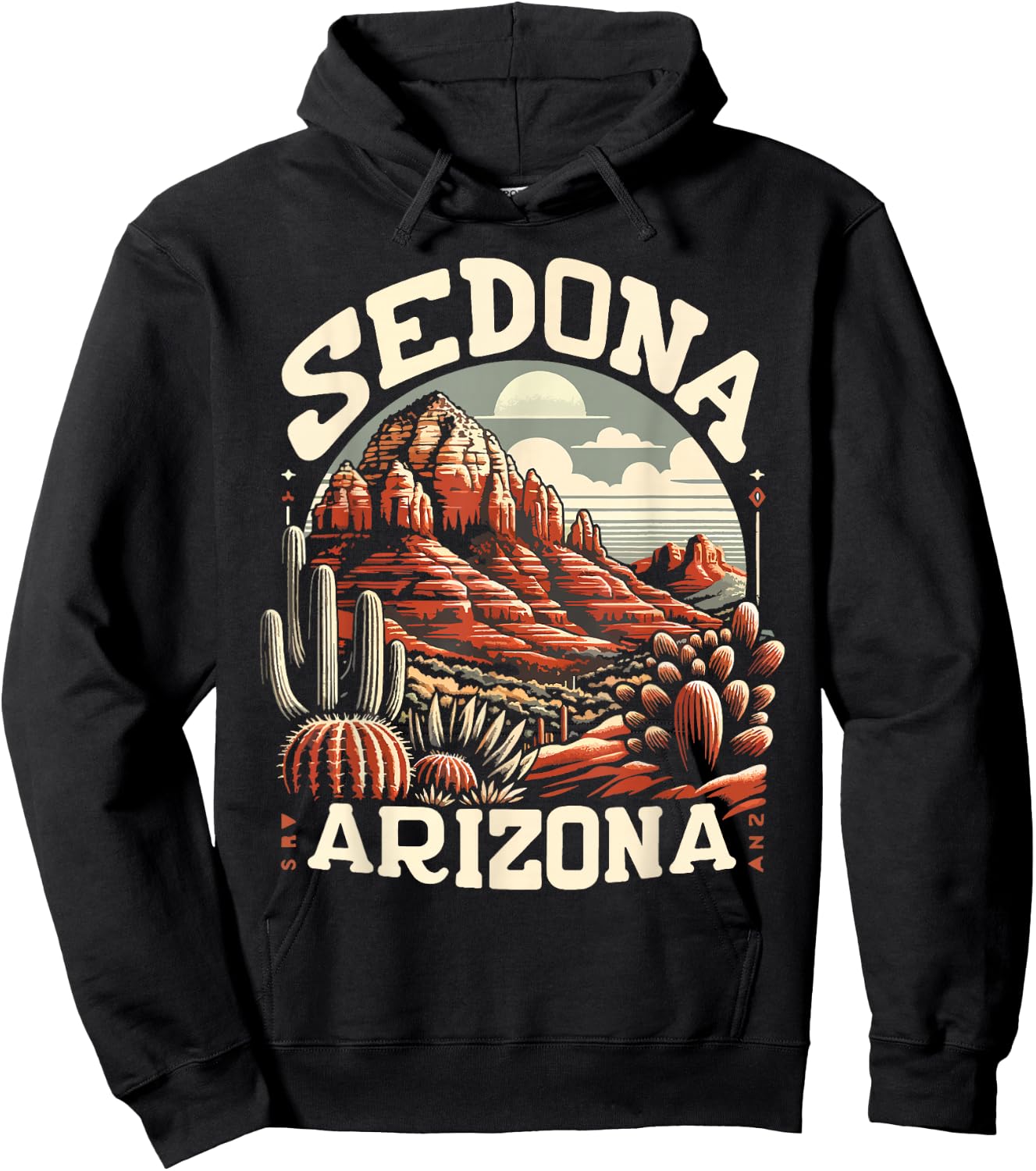 Sedona Arizona Nature Hiking Outdoor Mountain Retro Vintage Hoodie - Hoodie | Black